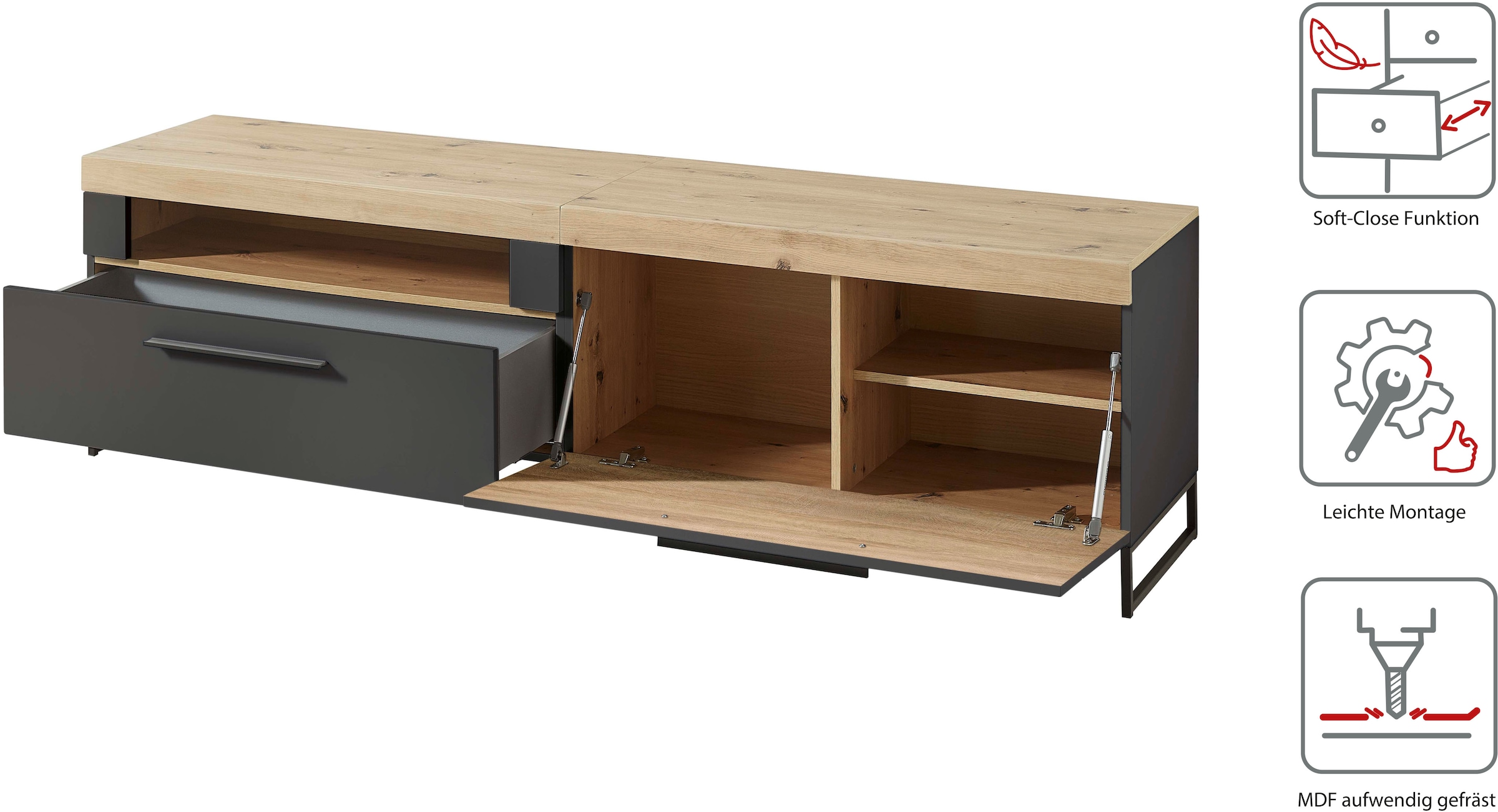 Innostyle Wohnwand »Loft Two, TOPSELLER!«, (5 St., TV-Wand), inkl. LED-Beleuchtung