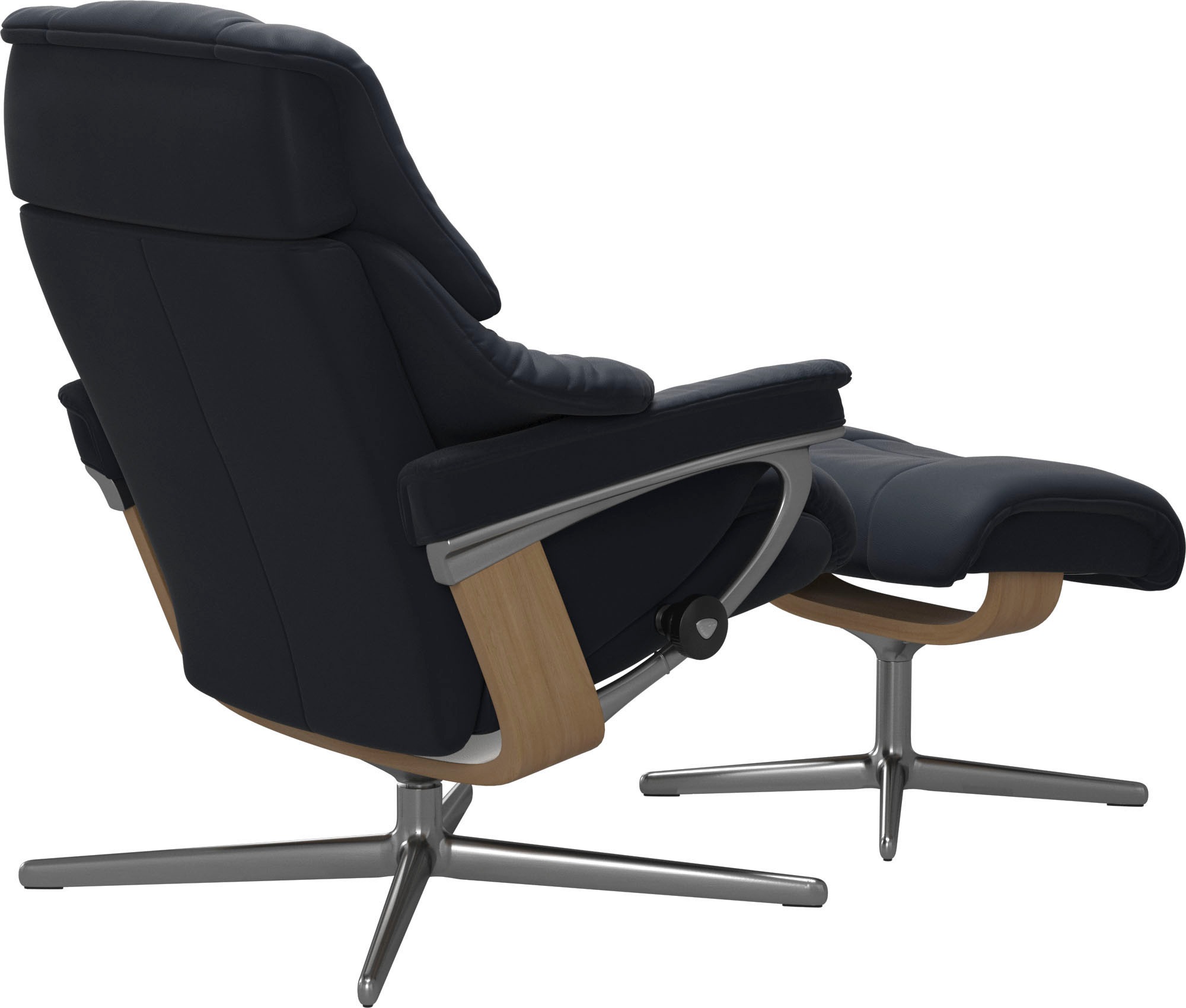 Stressless® Relaxsessel »Reno«, (Set, Relaxsessel mit Hocker), mit Hocker, mit Cross Base, Größe S, M & L, Holzakzent Eiche