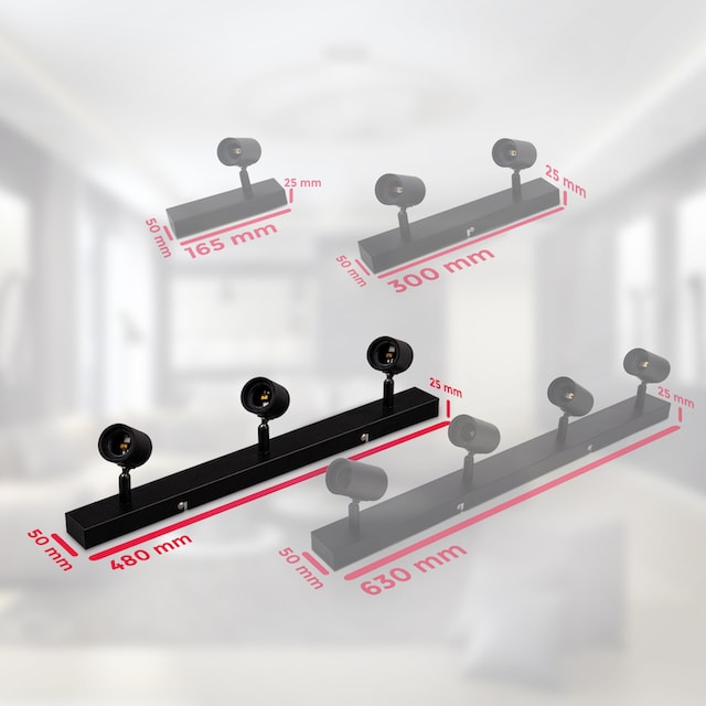 B.K.Licht Deckenspots »BK_DS1338 Deckenleuchte, Schwenkbar, E27-Fasssung,  Schwarz«, 3 flammig-flammig, 3-Flammig, ohne Leuchtmittel (max. 60W)  bestellen | BAUR