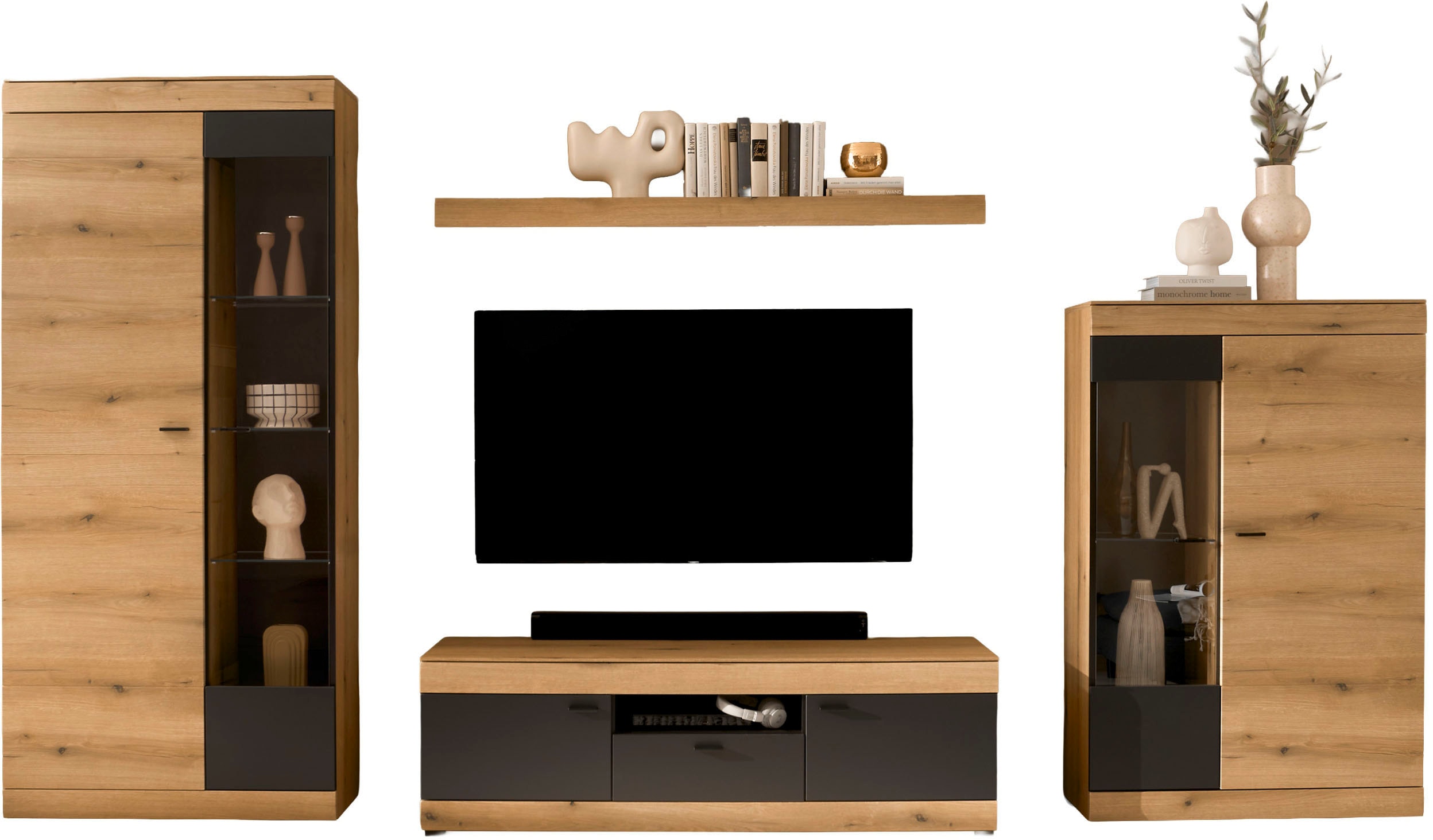 Home affaire Wohnwand "Soleto, zeitlose Anbauwand, Komplettset im modernen Stil" Komplett-Set, 4 Stk. tlg.
