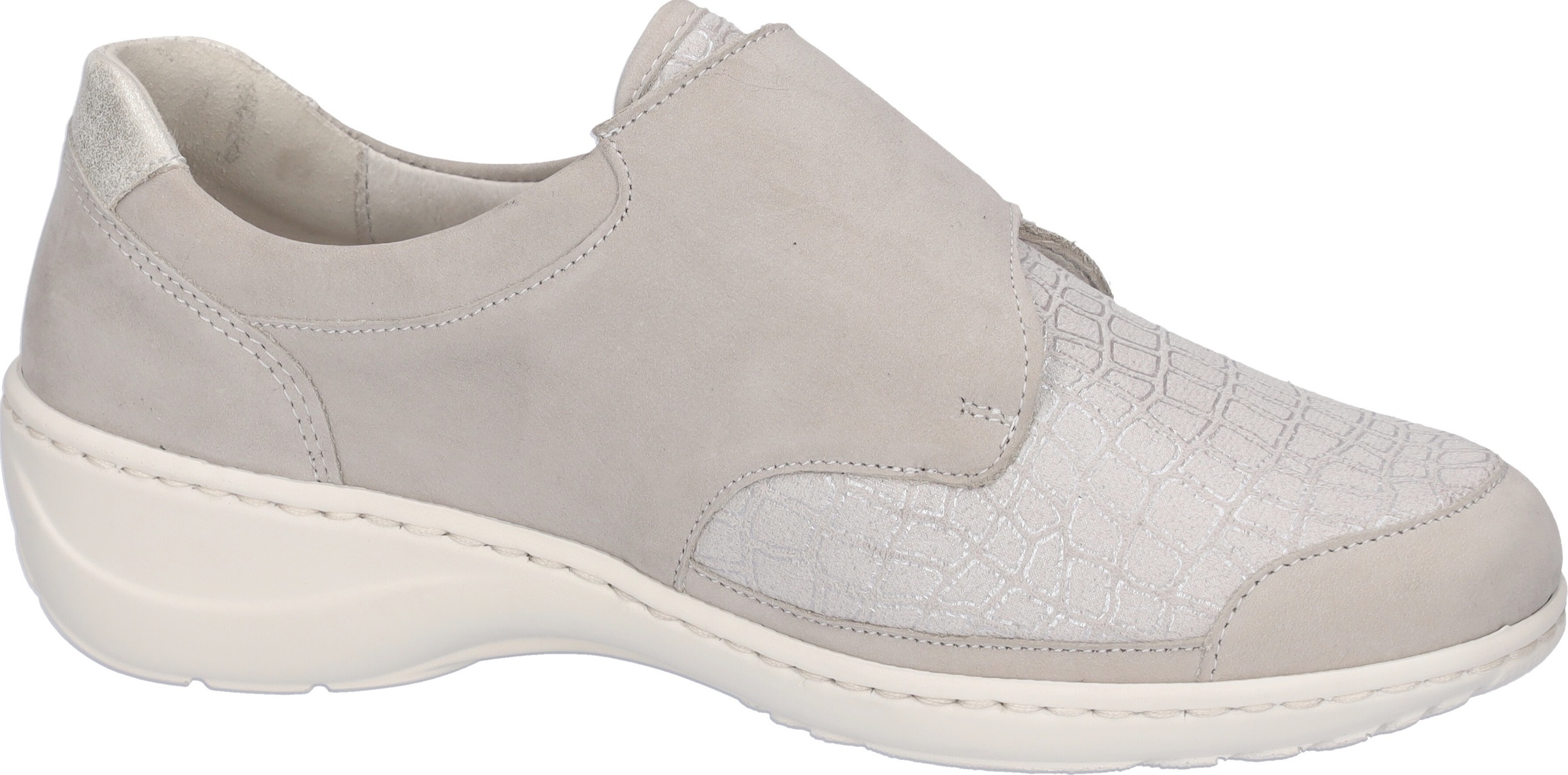 Klettschuh WALDLÄUFER "Kya-Soft", Damen, Gr. 8 (42), silber (hellgrau, silberfarben), Glattleder, Nubukleder, Textil, Schuhe Klettschuh, Komfortschuh, Halbschuh in komfortable Weite K = extraweit 3