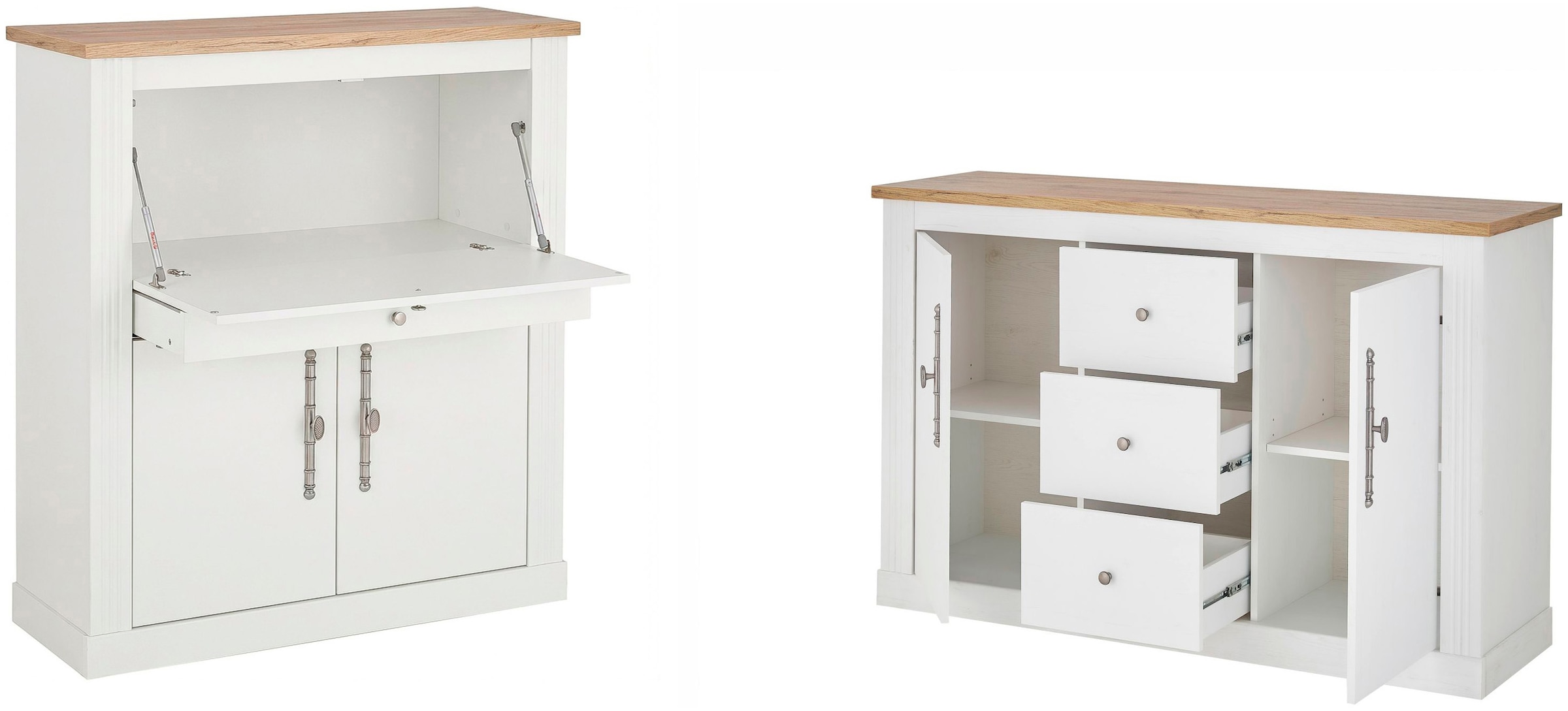 OTTO home Büromöbel-Set »Westminster, wohnliches Home-Office, Büro in zwei Farben verfügbar« Set, 2 tlg. enthält Sekretär und Sideboard im Landhausstil, mit Kabelkanal