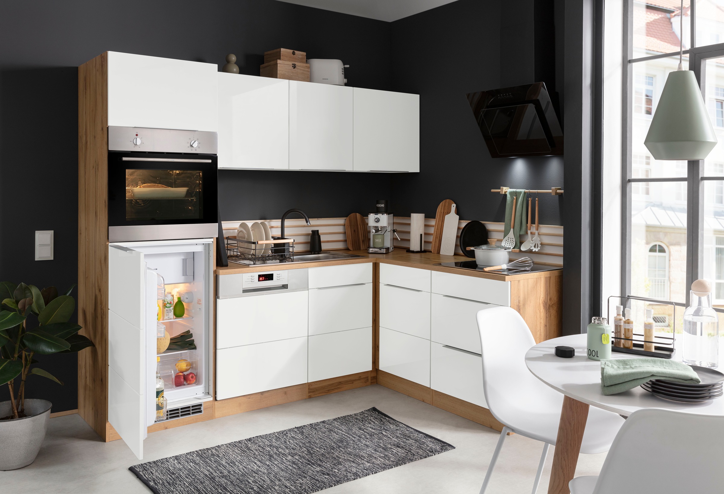 KOCHSTATION Winkelküche »KS-Brindisi Stellbreite 230/170 cm«, wahlweise mit E-Geräten und Induktion, mit MDF-Fronten