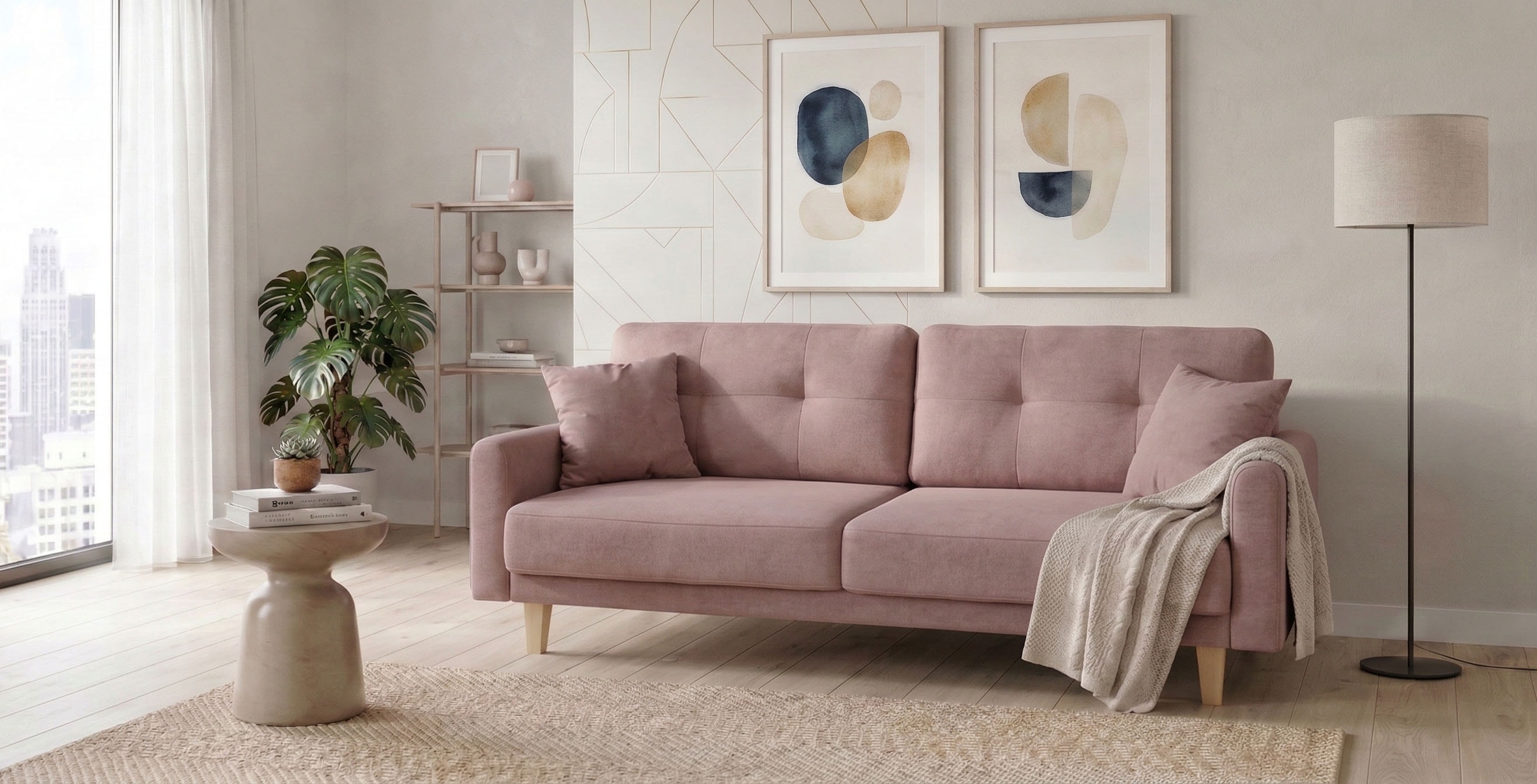 OTTO home 3-Sitzer "TRIPLO optionale Schlafsofa mit Bettkasten, Maße B/T/H: 215/100/89 cm" Wahlweise Bettfunktion - Liegefläche 145x191 cm, Rücken-, Zierkissen