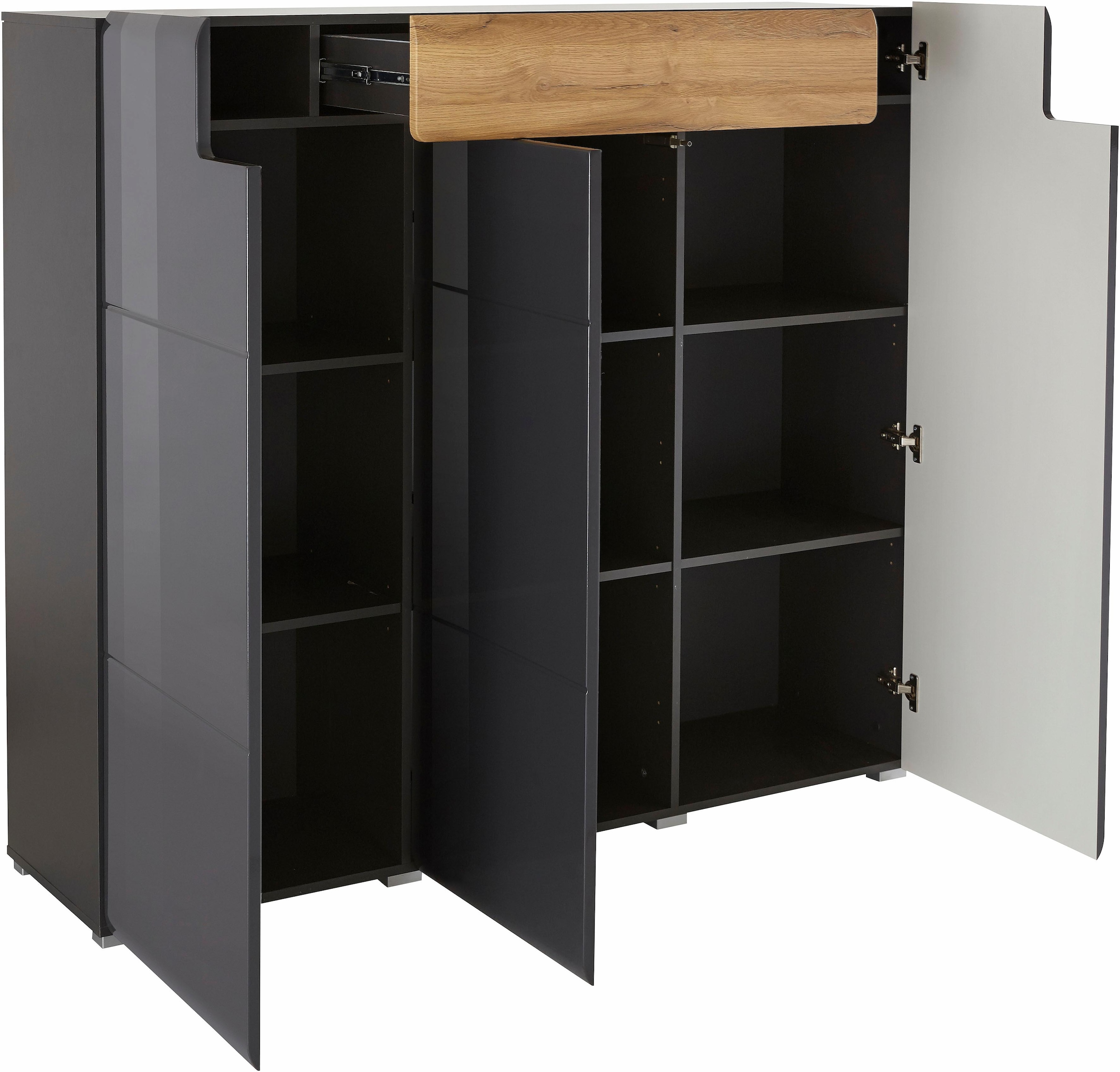 INOSIGN Highboard »Toledo,Breite 147,5 cm,trendige Hochkommode mit 3 Türen 1SK«, Hochschrank mit viel Stauraum, stylische Hochglanzfronten