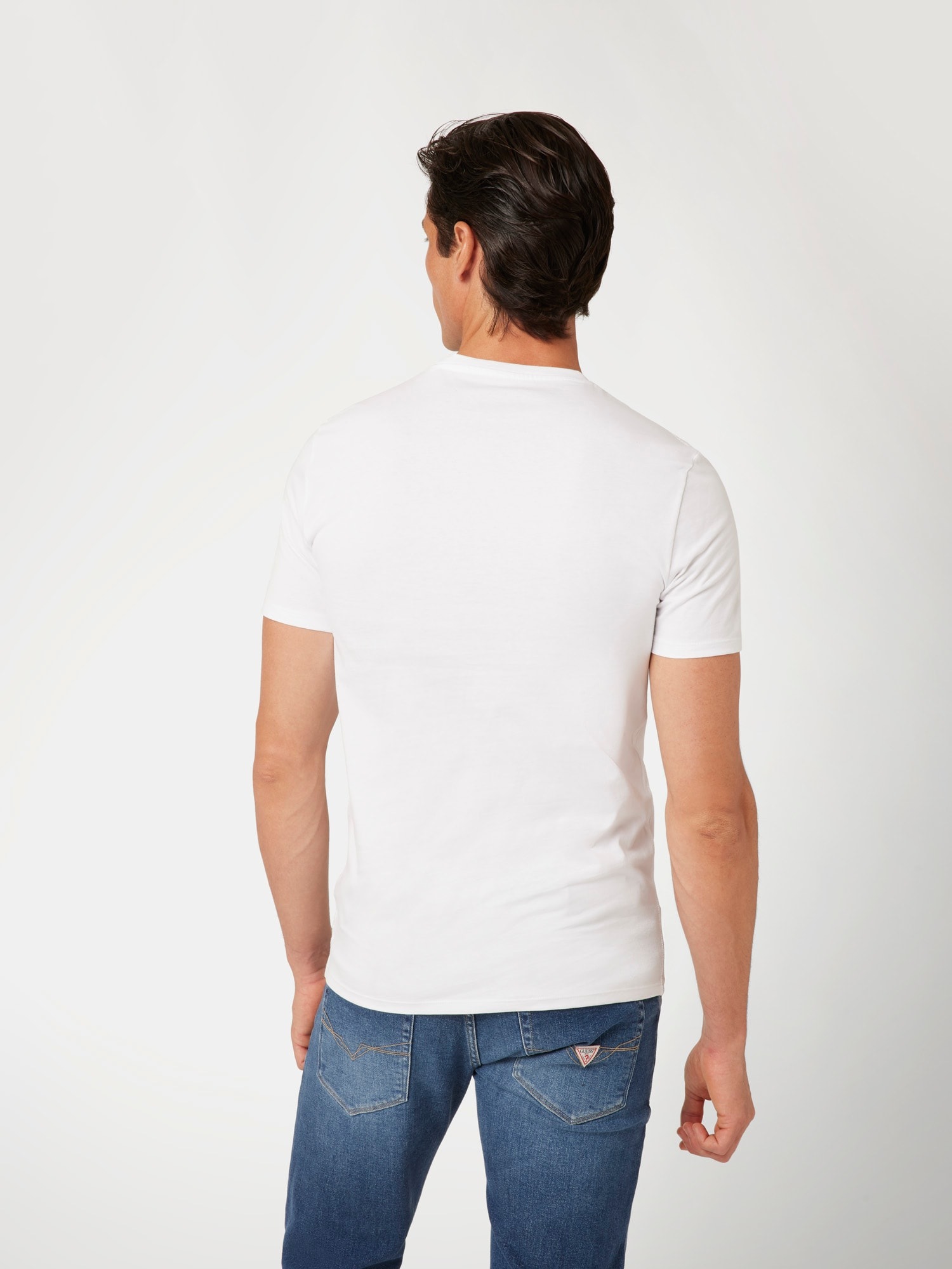 Guess T-Shirt »ORIGINAL LOGO« Rundhalsausschnitt, Slim Fit, reine Baumwolle