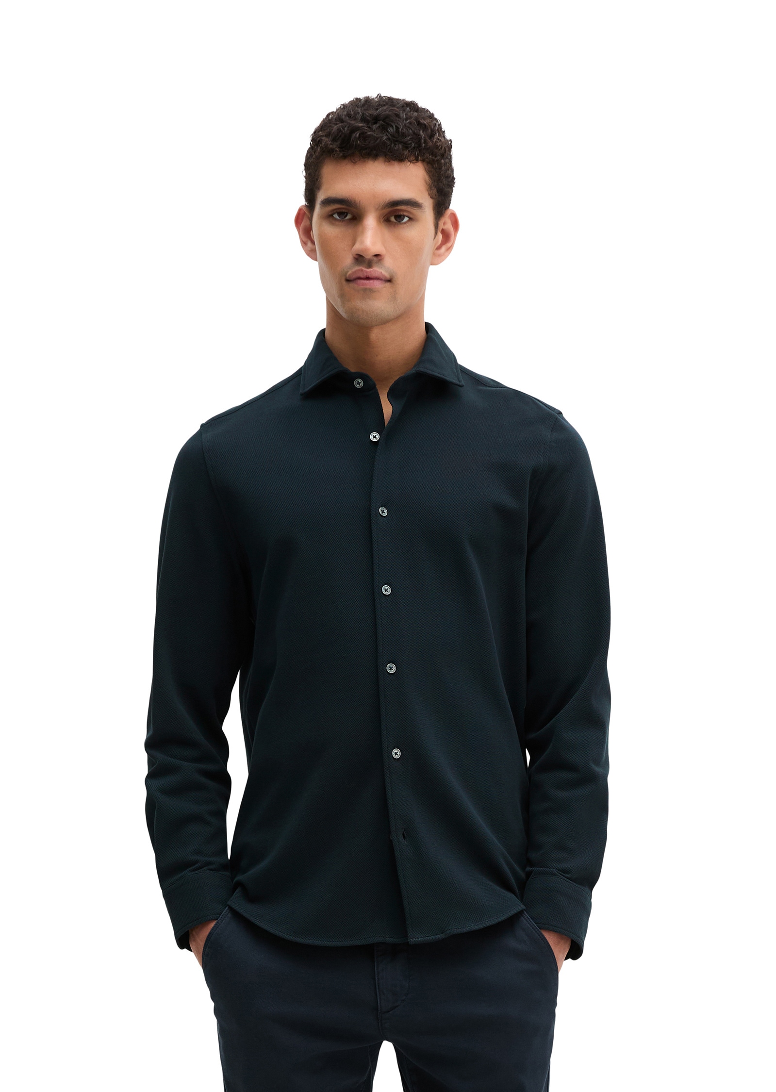 Marc OPolo Langarmhemd "aus Bio-Baumwoll-Piqué" günstig online kaufen