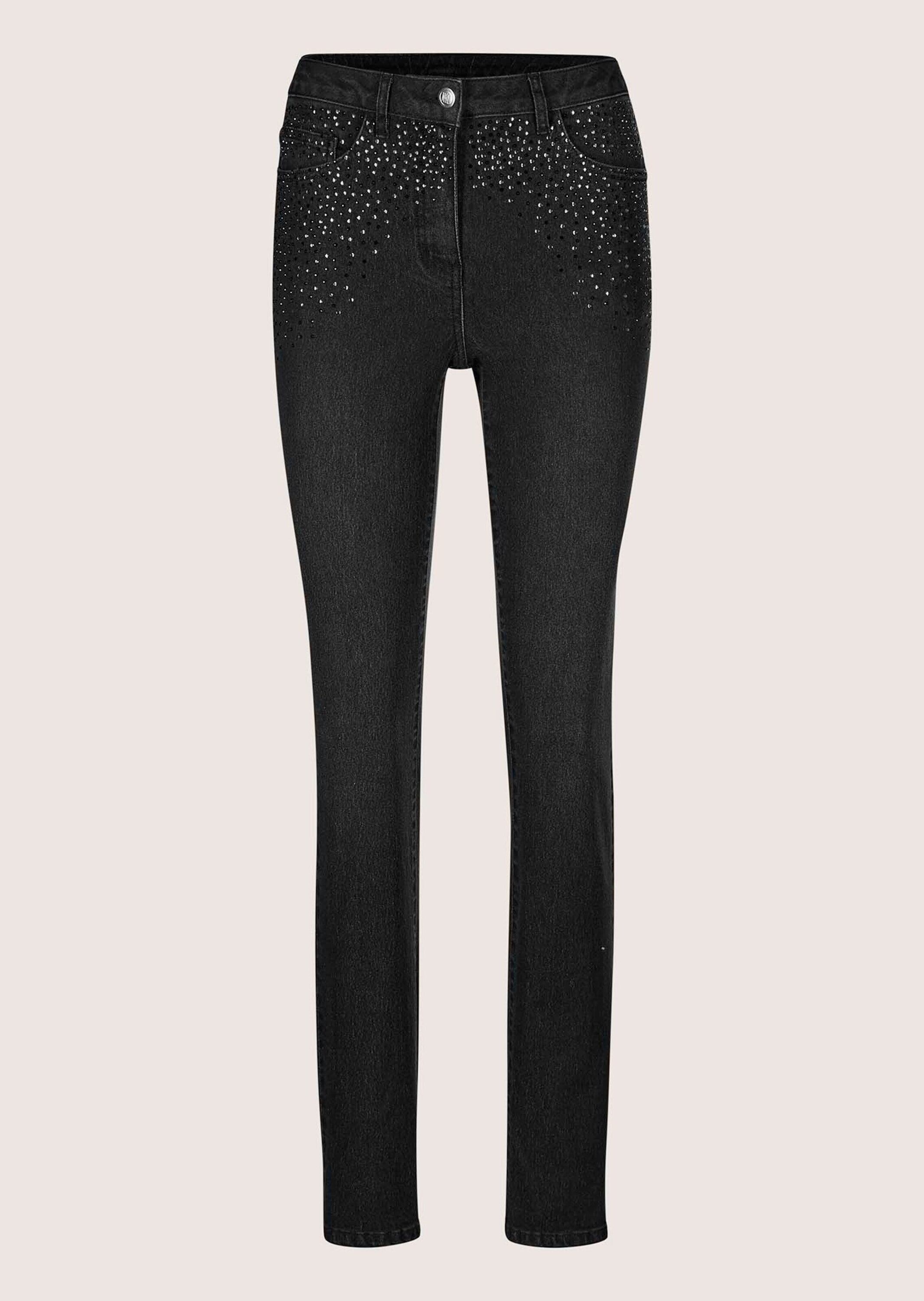 MADELEINE Regular-fit-Jeans "Jeans Slim Fit Denim mit Strass" Mit Strasssteindekoration