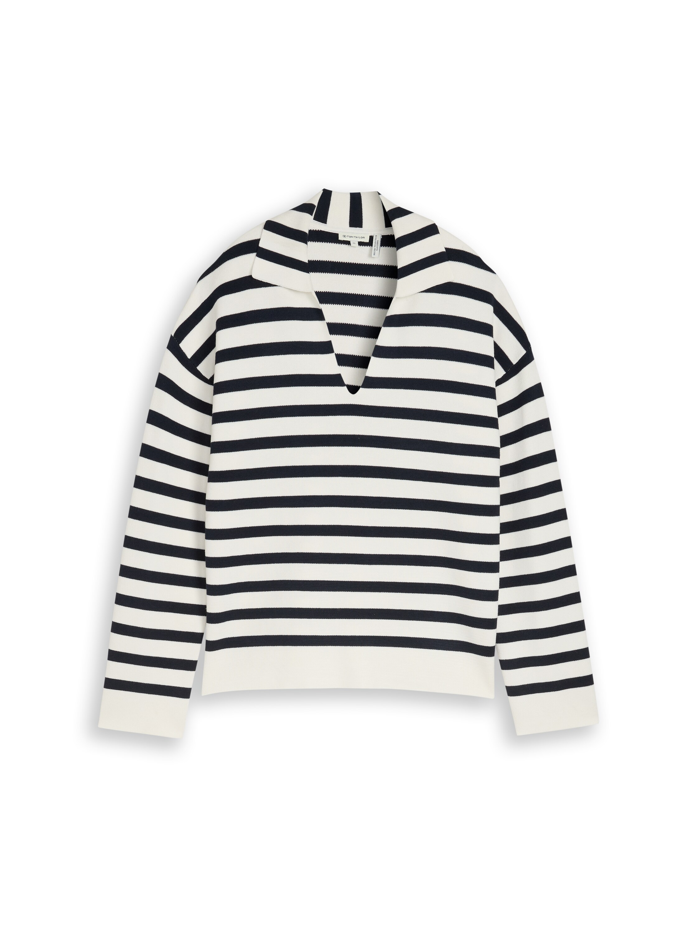 TOM TAILOR V-Ausschnitt-Pullover mit Streifen Muster