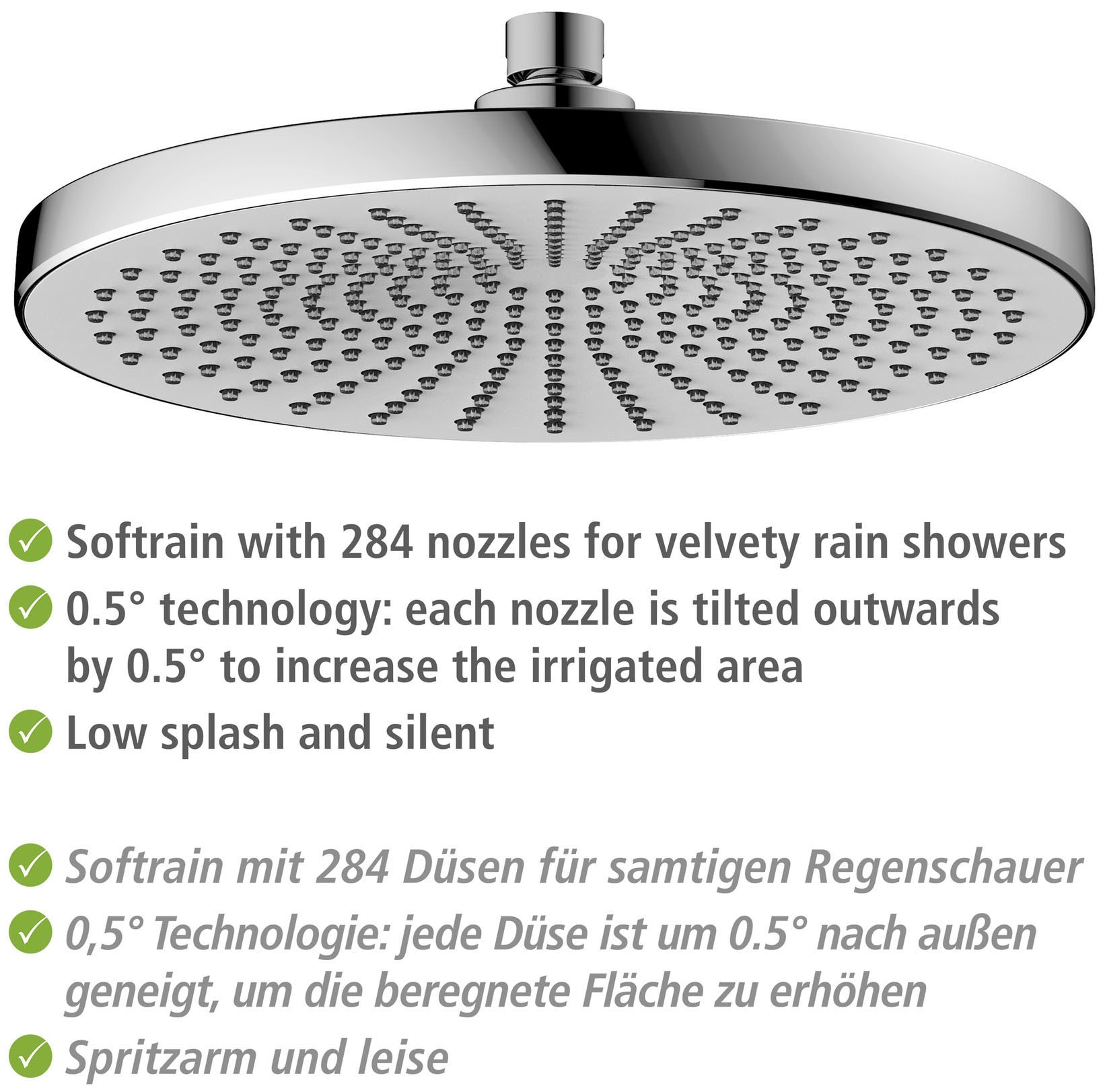 WENKO Regenduschkopf »Ultimate Shower«, (1 tlg.), Chrom/Weiß, Ø 25 cm