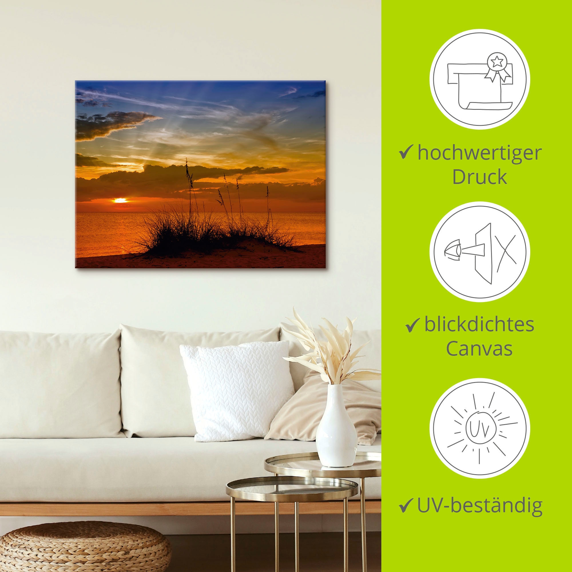 Artland Wandbild »Herrlicher Sonnenuntergang«, Sonnenaufgang & -untergang, (1 St.), als Leinwandbild, Wandaufkleber in verschied. Größen