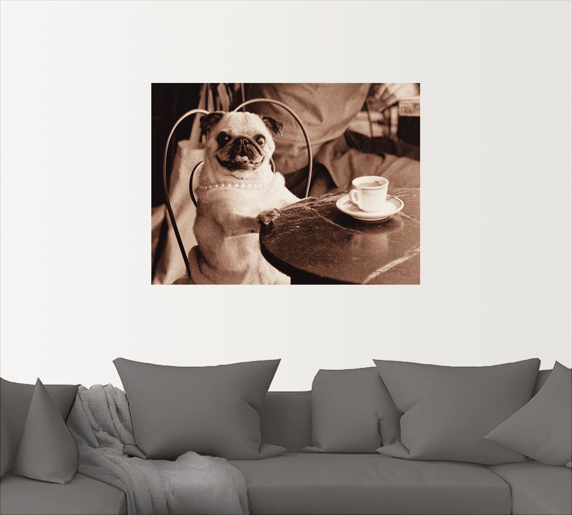 Artland Wandbild "Kaffee Mops", Haustiere, (1 St.), als Leinwandbild, Poste günstig online kaufen