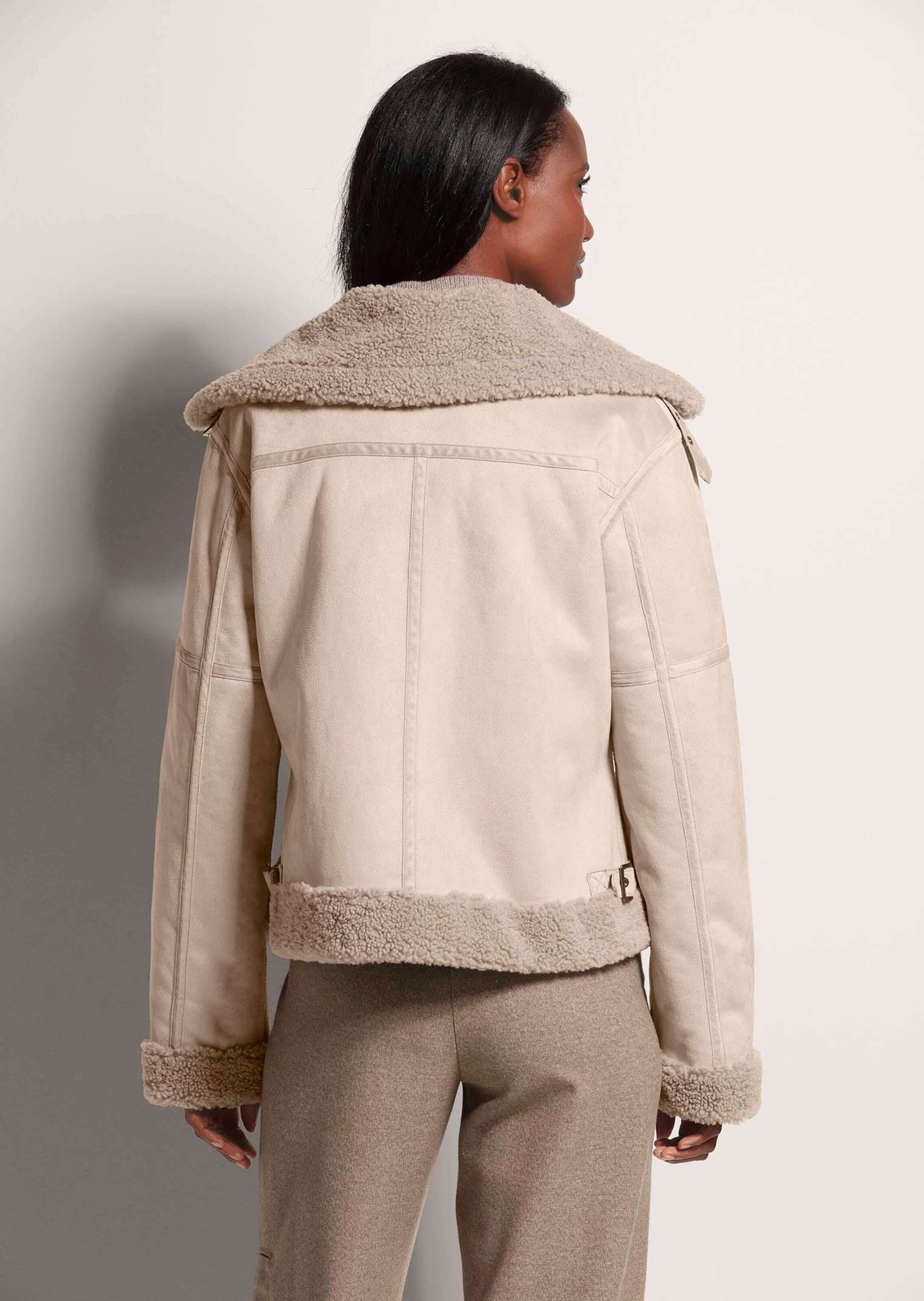 MADELEINE Kurzjacke »Jacke Biker-Jacke in Lammfell-Optik«