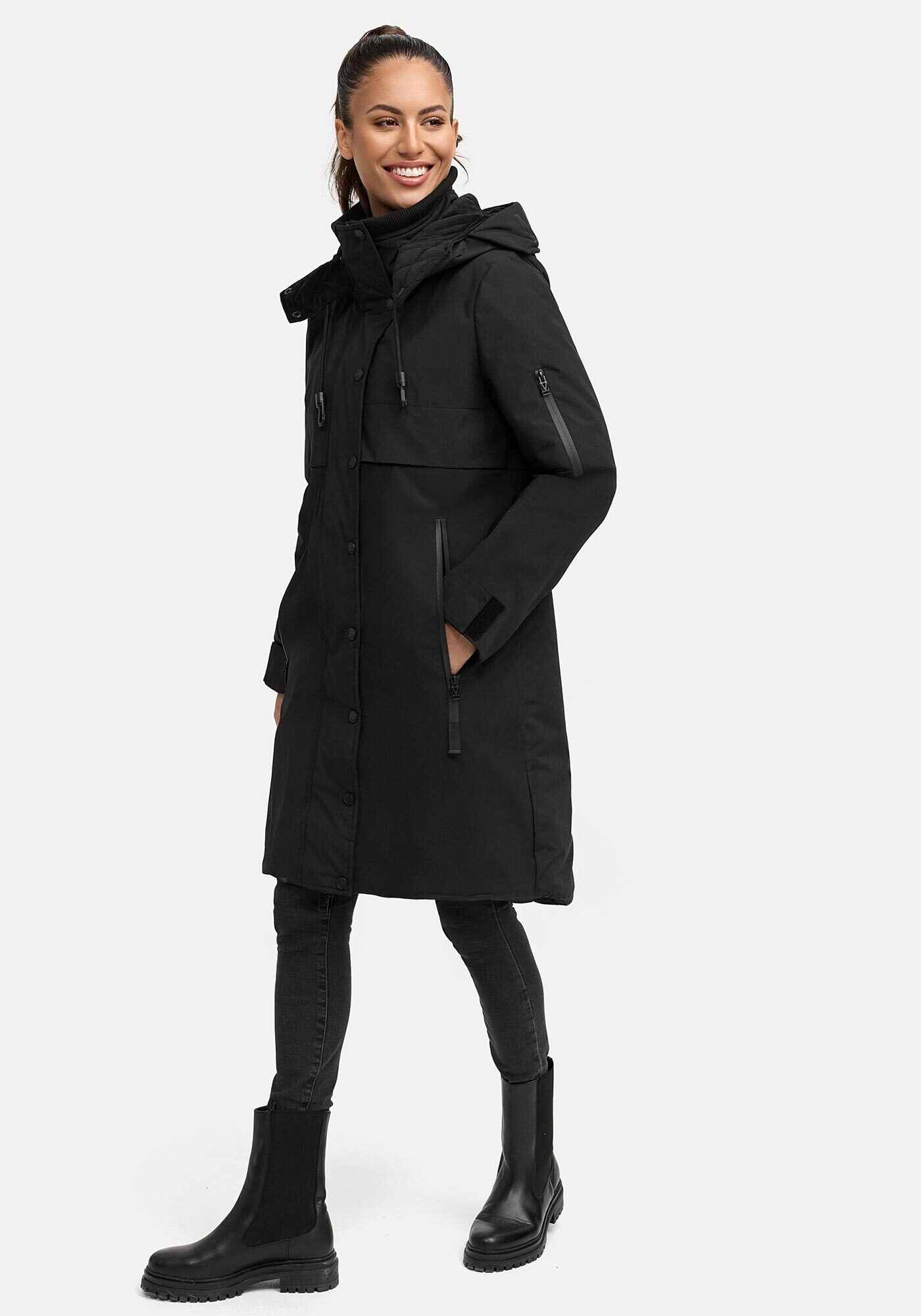 Marikoo Winterjacke »Anoukaa«, langer Parka mit abnehmbarer Kapuze