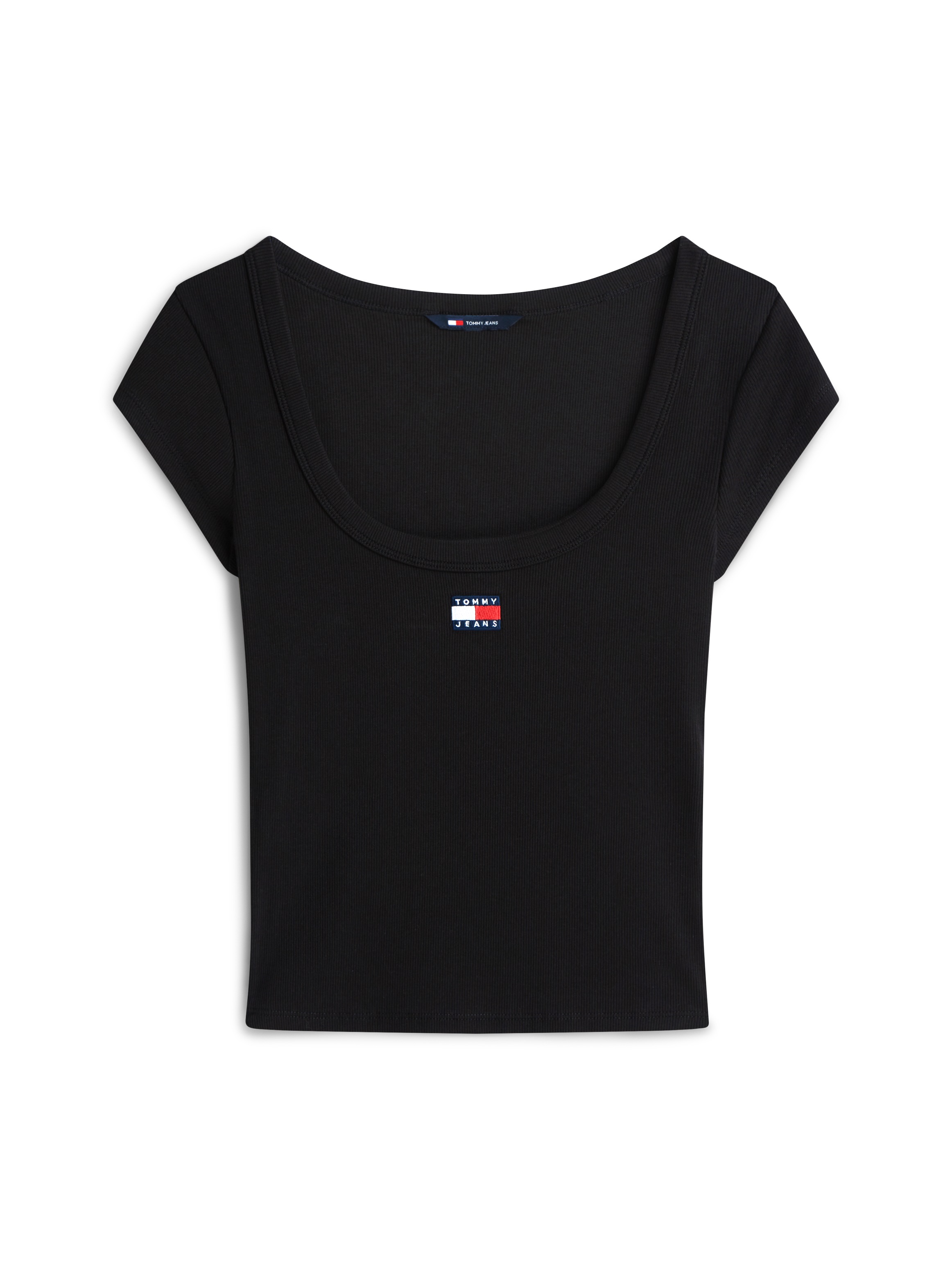 Tommy Jeans Kurzarmshirt »TJW SLIM RIB BADGE TEE EXT« Baumwollmischung, slim fit, in gerippter Struktur