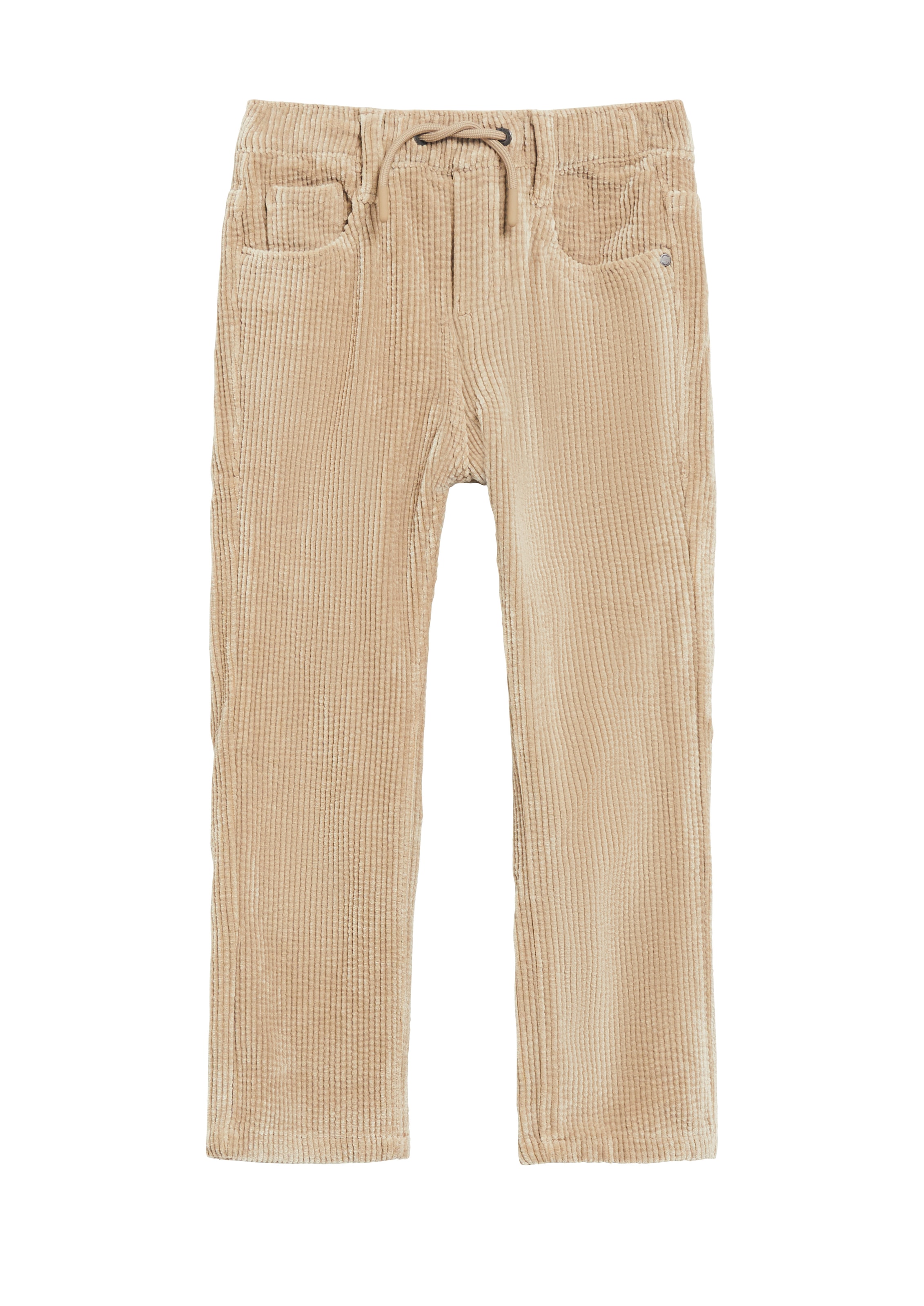 S.OLIVER JUNIOR Mädchen Cordhose, beige, Gr. 140, unifarben, Cord, Obermaterial: 88% Polyester, 10% Polyamid, 2% Elasthan, Hosen, Elastikbund mit