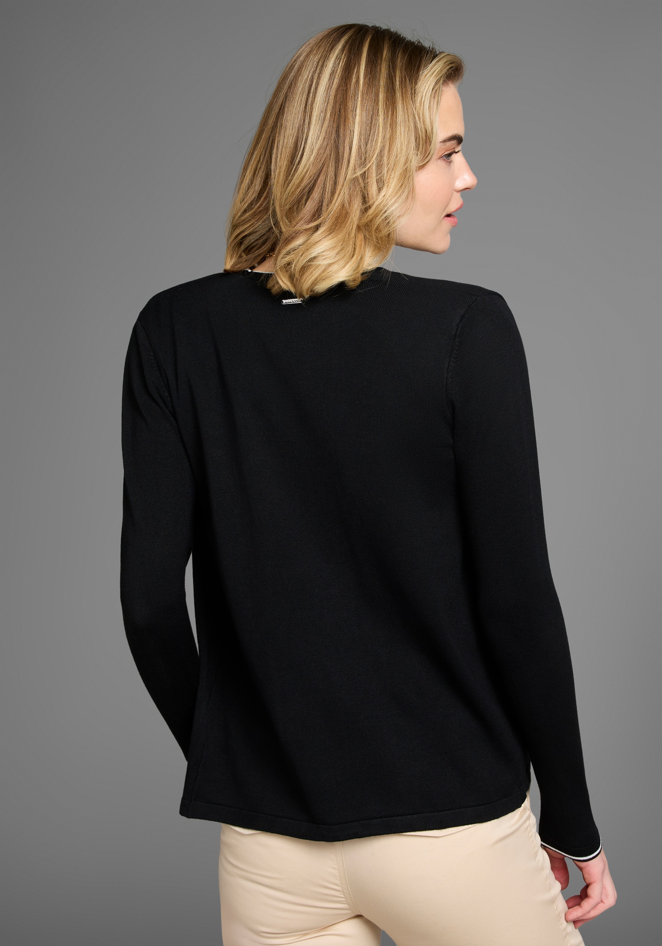 Laura Scott Strickjacke, offene Form mit Kontrastdetail günstig online kaufen