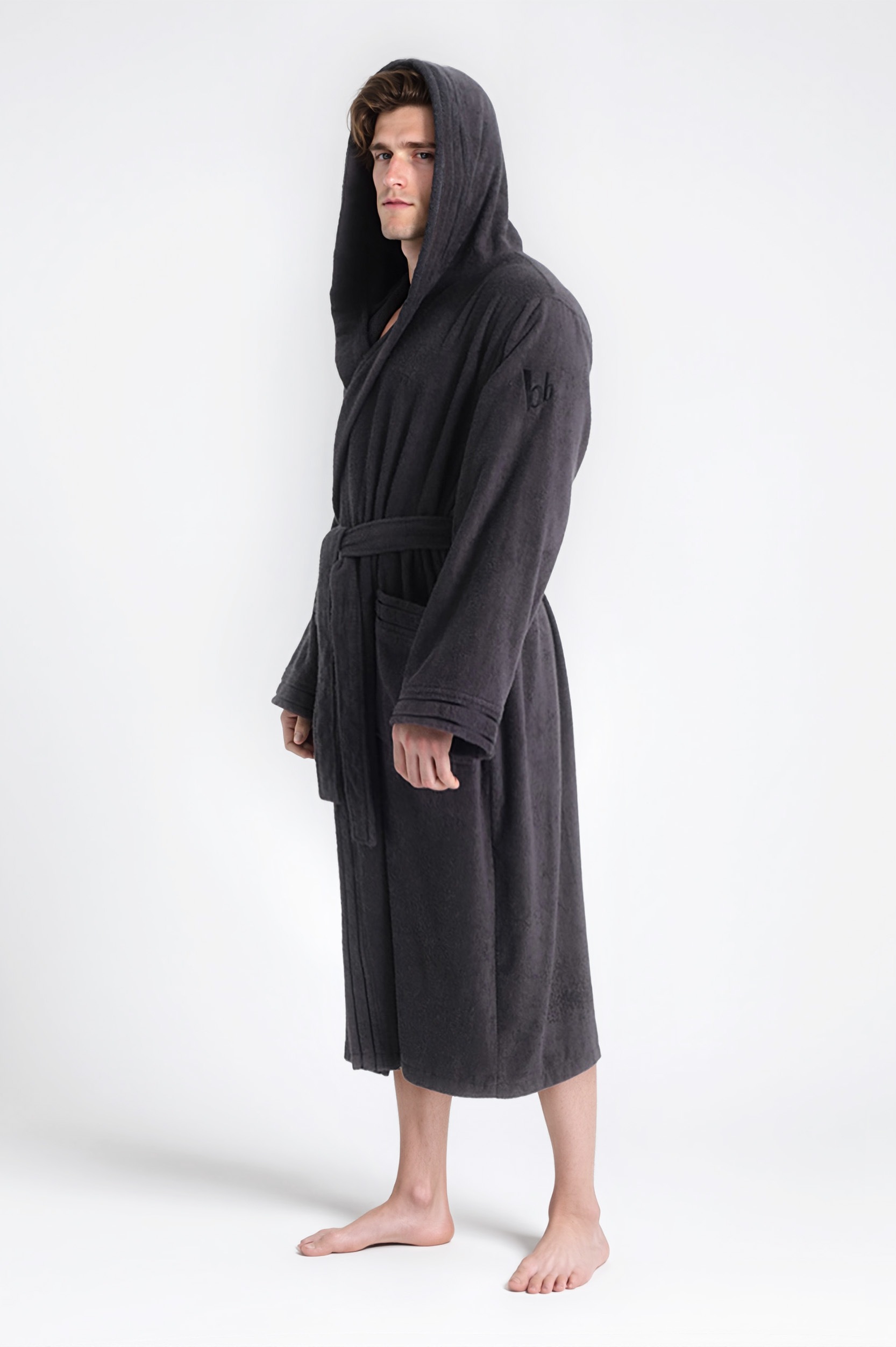 Bruno Banani Herrenbademantel »Clement, ideal für Sauna & Spa, Hotelbademantel, Morgenmantel«, (1 St.), 100% Baumwolle, einfarbig, glänzende Streifen-Bordüre, Taschen, S-4XL