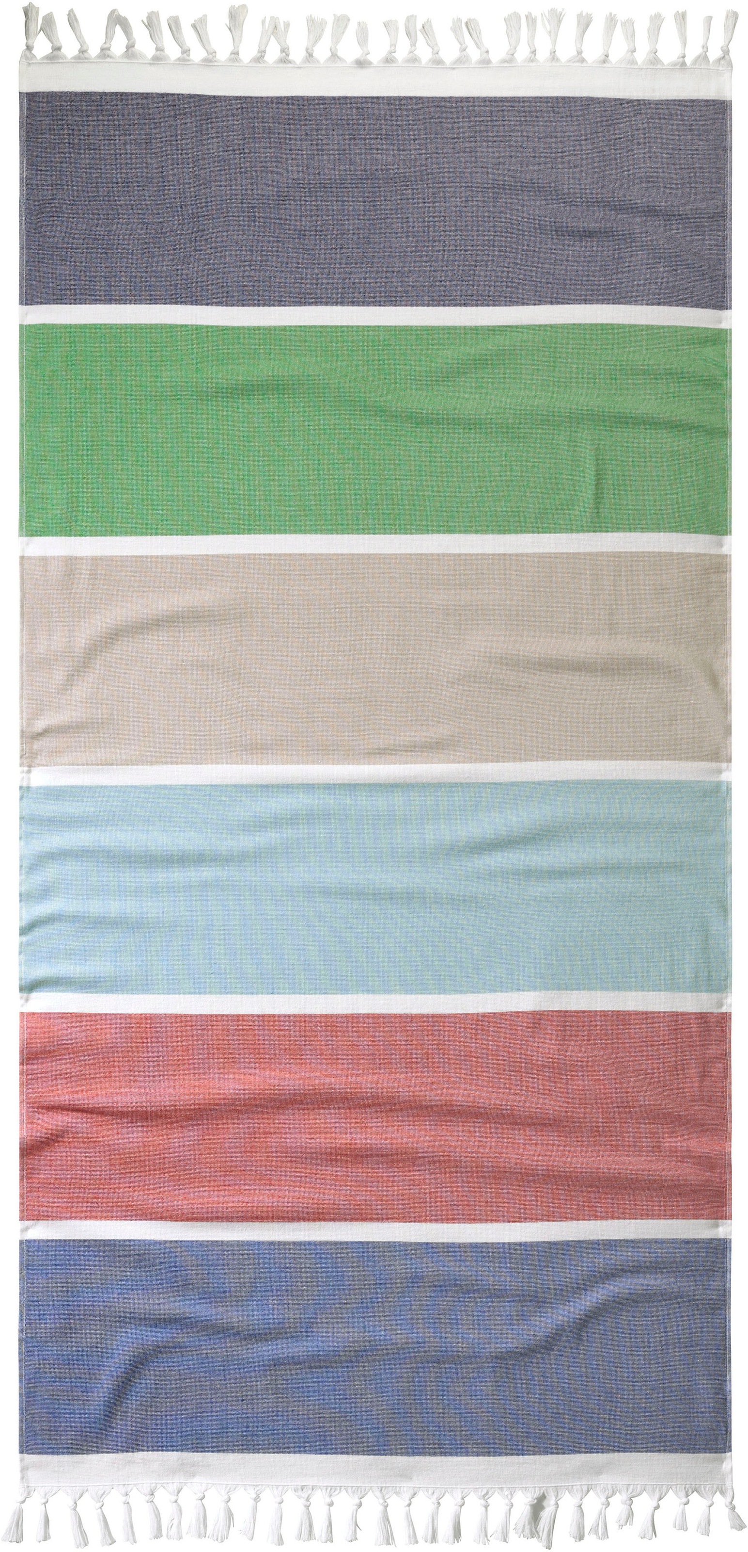 TOM TAILOR HOME Strandtuch »Hamam«, (1 St., Strandtuch 90 x 180 cm), saugfähig, leicht, ideal für Strand, Freibad + Wellness, mit Fransen