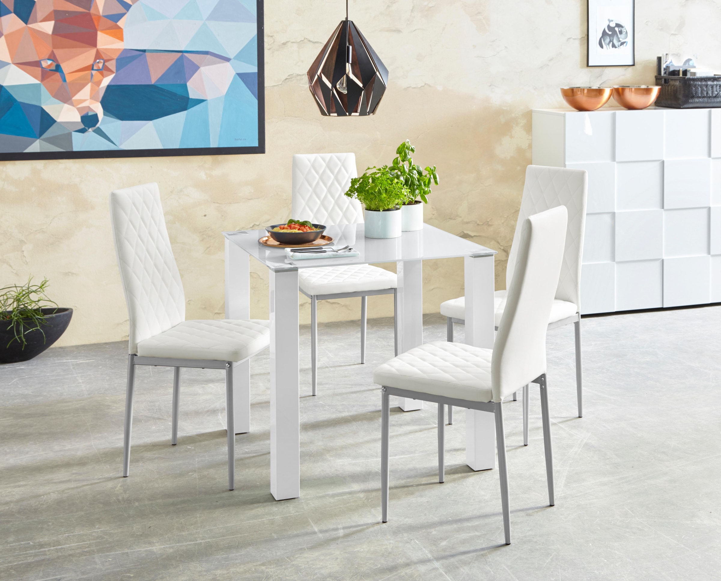 INOSIGN Essgruppe Set, 5 Stk. tlg. mit Glastisch, Breite 80 cm günstig online kaufen