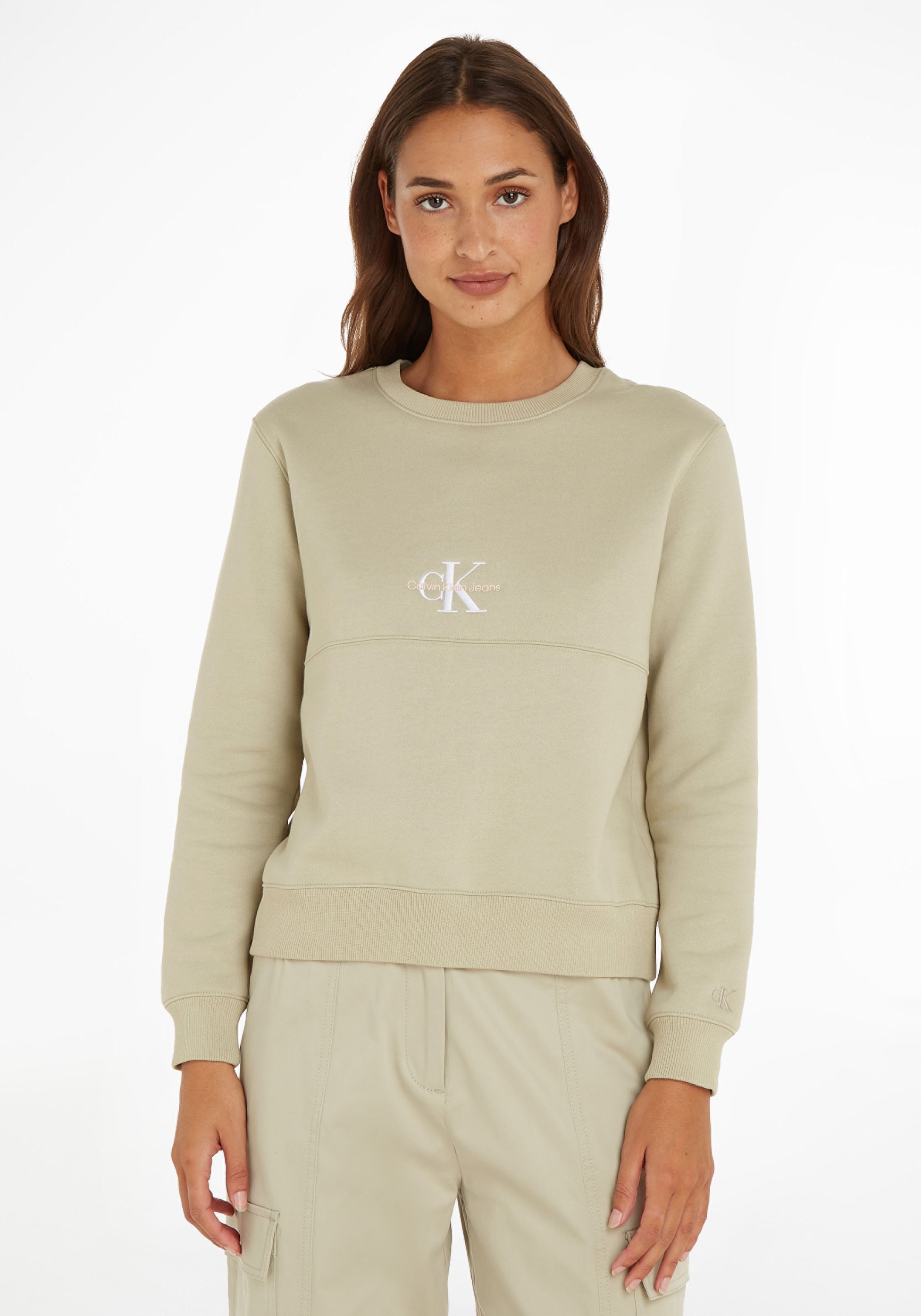 Calvin Klein Jeans Sweatshirt »MONOGRAM LOGO CREW NECK«, mit markanter  Teilungsnaht für kaufen | BAUR | Jogginghosen