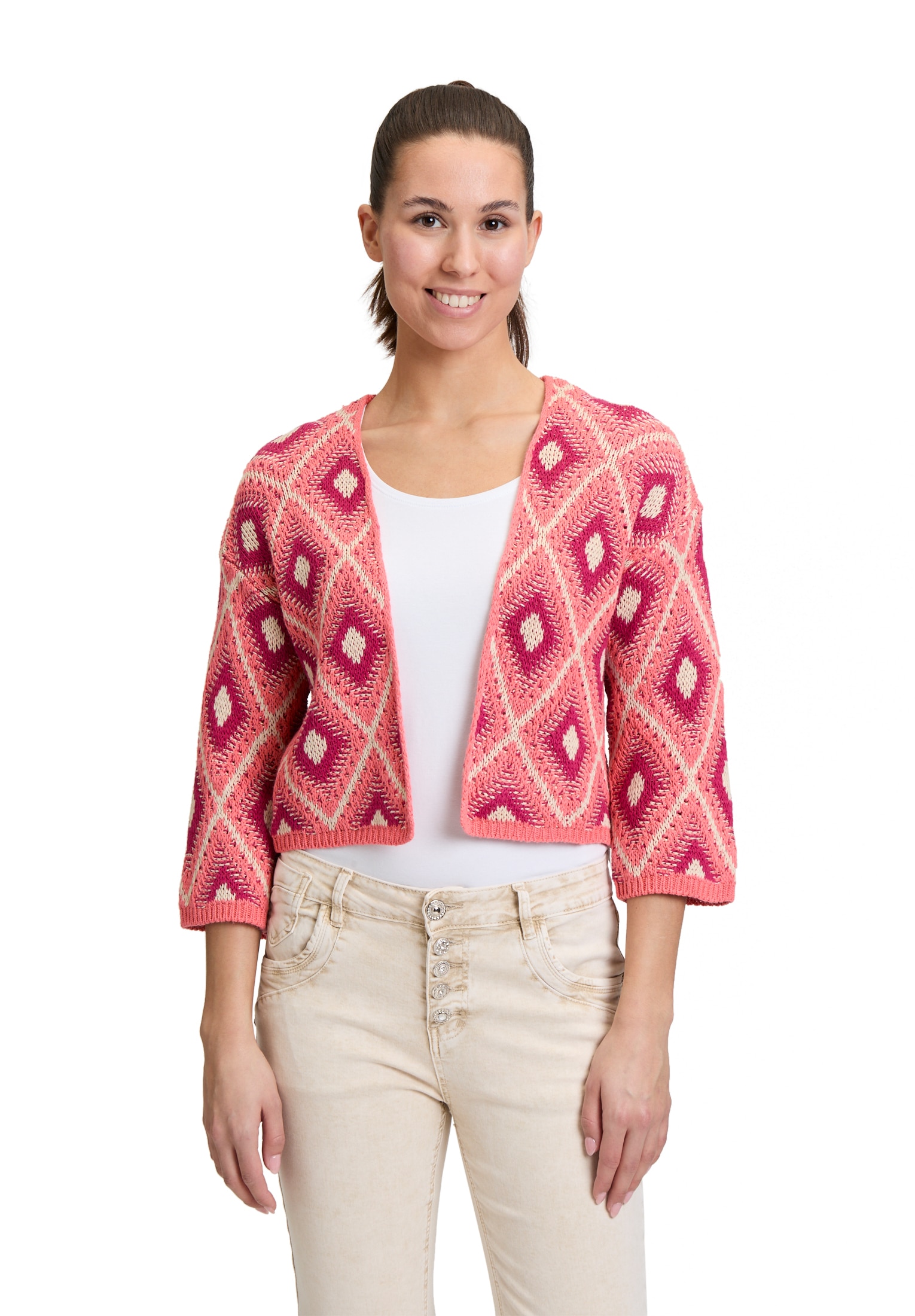 Cartoon Strickjacke "Damen mit 3/4 Arm", 1 Stk. Rippbündchen günstig online kaufen