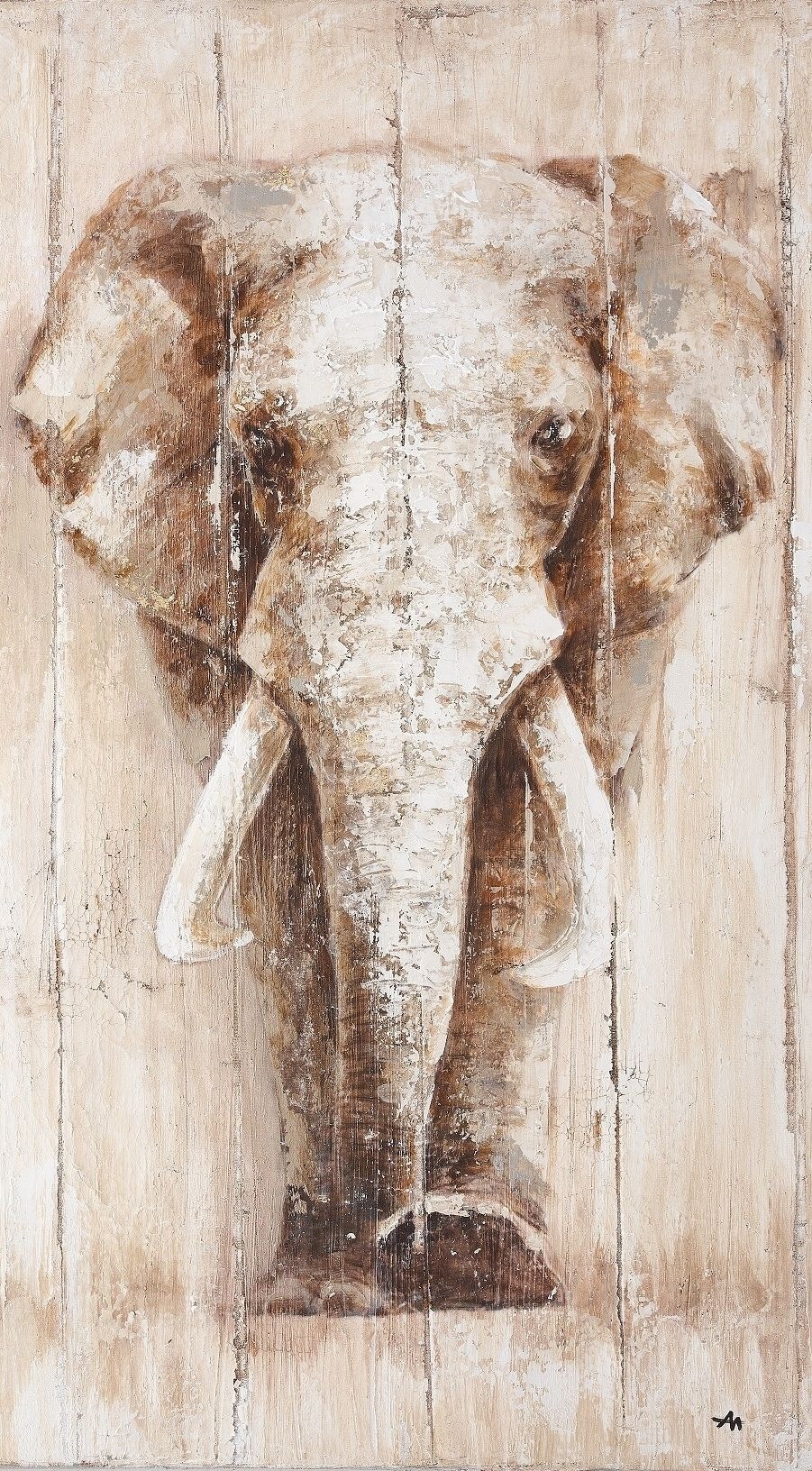 Bönninghoff Ölgemälde "handarbeit ELEFANT 40x80 cm – Wandbild Kunst Deko modern" Afrika Elefant Elefanten Elefanten Bilder Kunst Tiere 1 Stk. tlg. handgefertigt, jedes Bild ein Unikat