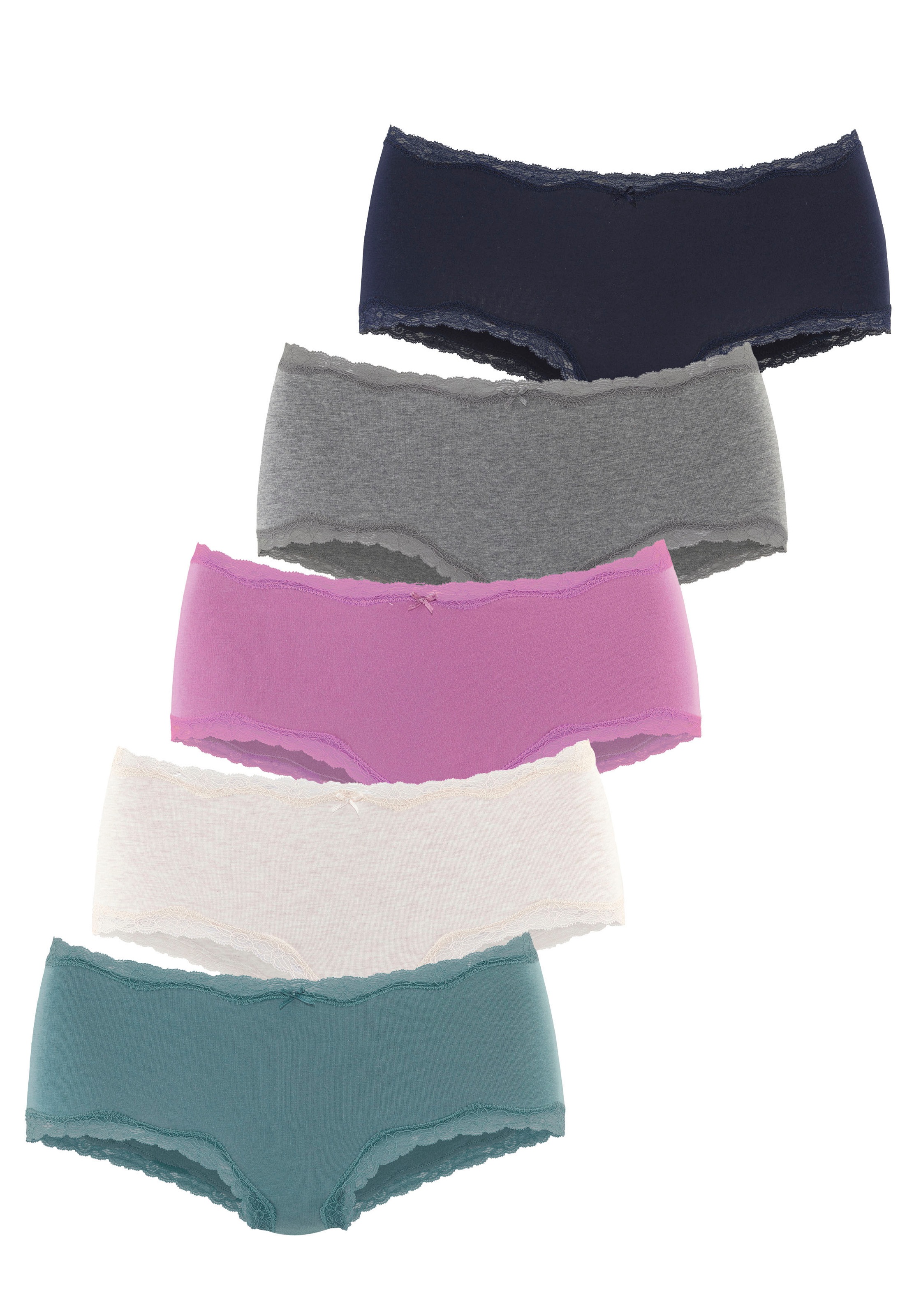 Vivance Panty 5er-Pack, aus elastischer Baumwolle, unifarbene Optik