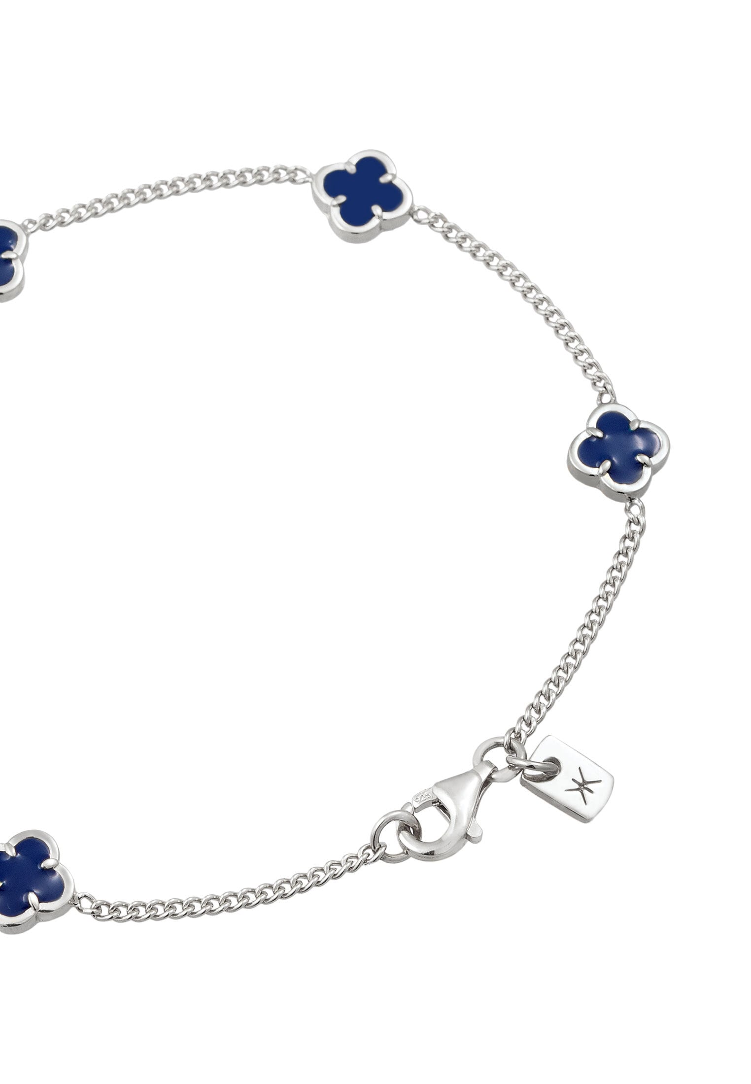 Kuzzoi Armkette »Armband Kleeblatt Emaille 925 Sterling Silber vergoldet«