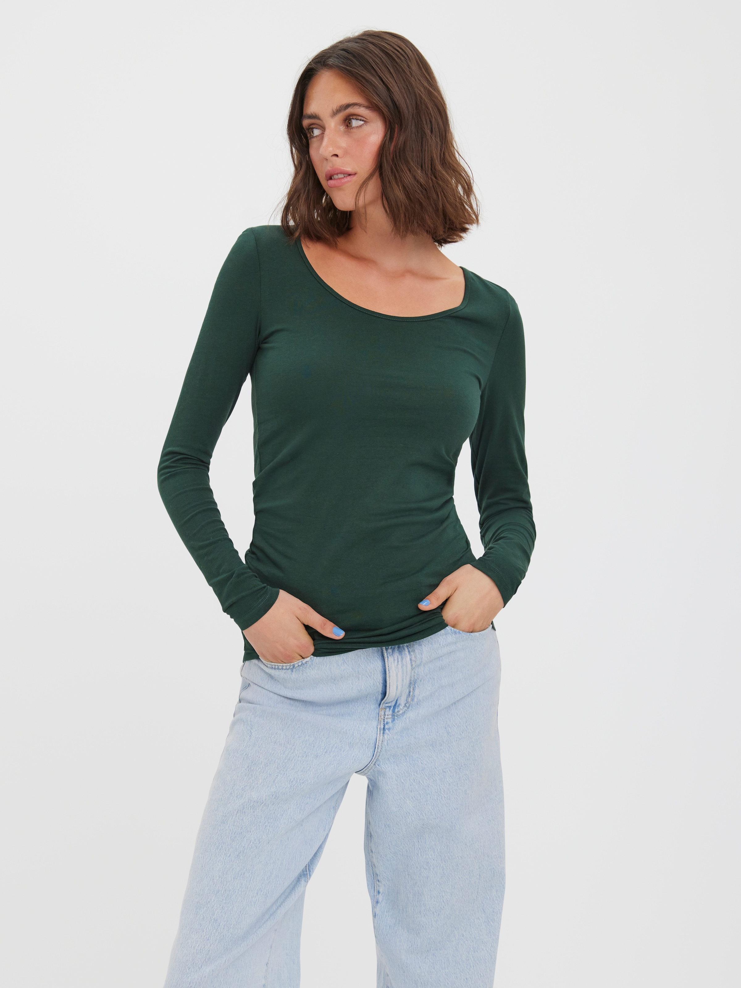 Vero Moda "VMMAXI MY LS SOFT LONG U-NECK NOOS" Baumwollmischung, regular fit