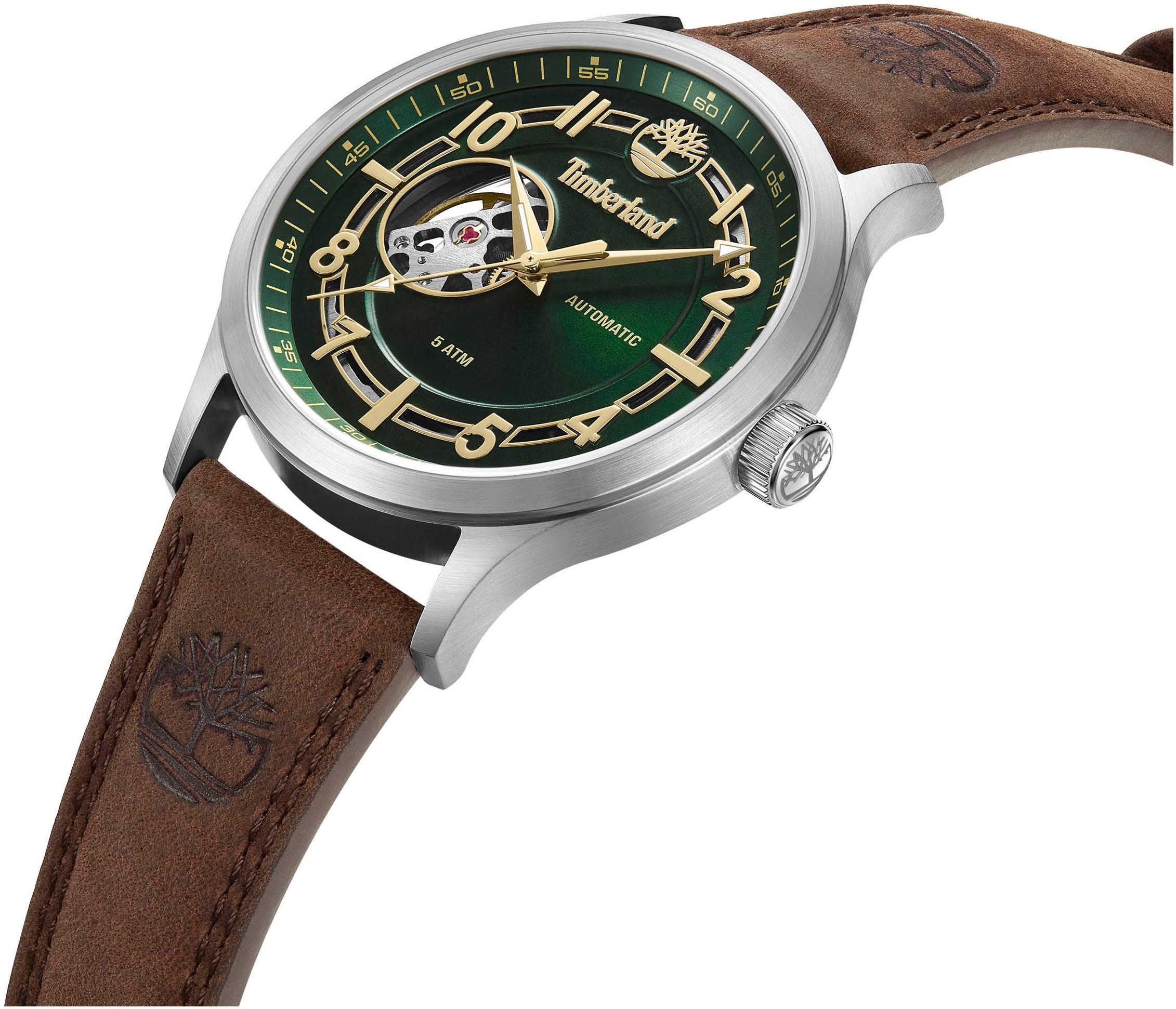 Timberland Automatikuhr »LANGERBUCK«, Armbanduhr, Herrenuhr, offene Unruh, Lederarmband