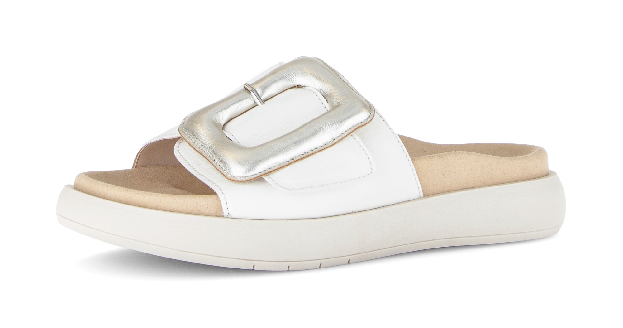 Gabor Pantolette Plateau, Schlupfschuh, Sommerschuh mit großer Zierschnalle