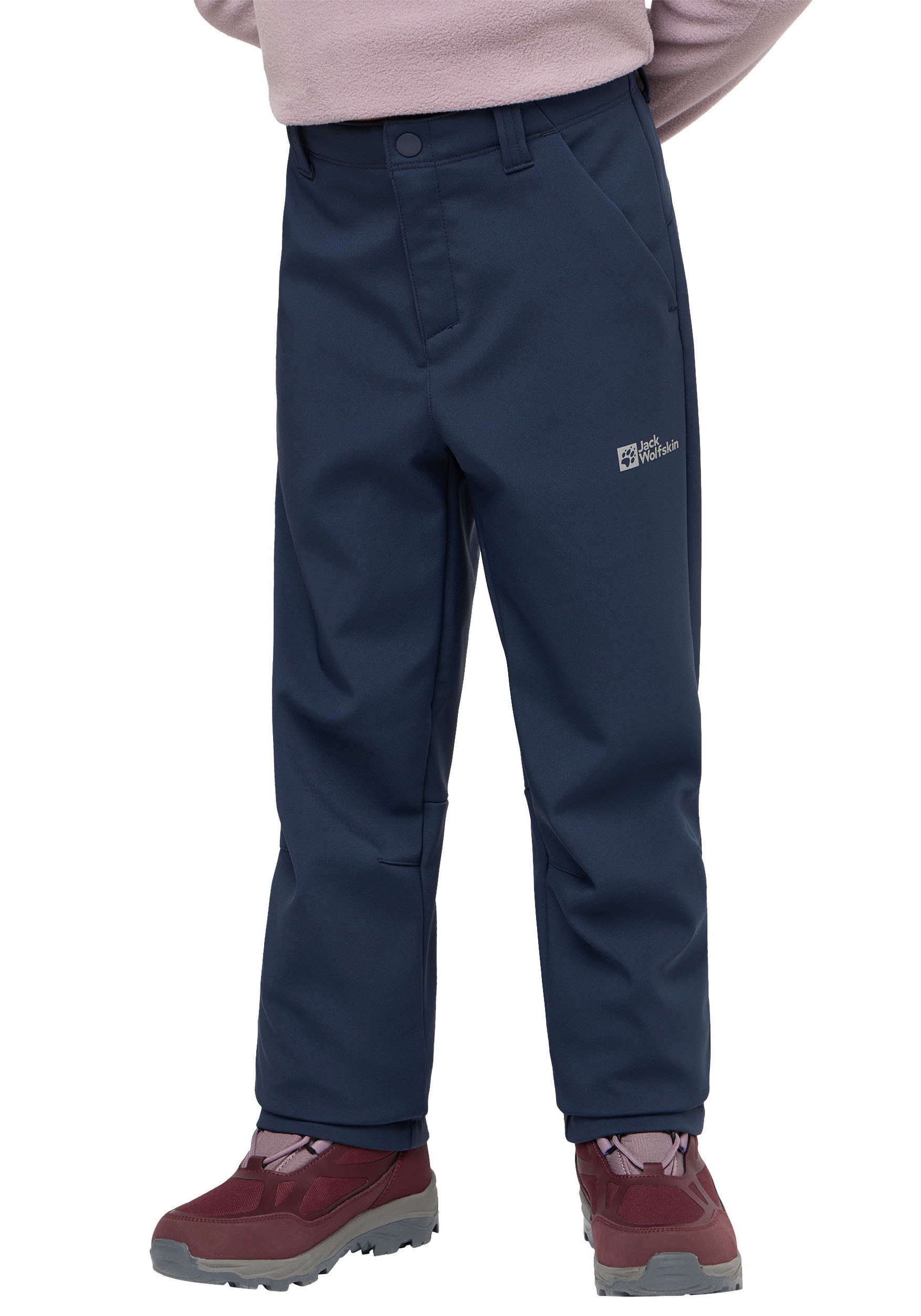 Jack Wolfskin Softshellhose "FOURWINDS Kinder" für Kinder, mit reflektierenden Details, atmungsaktiv, windabweisend