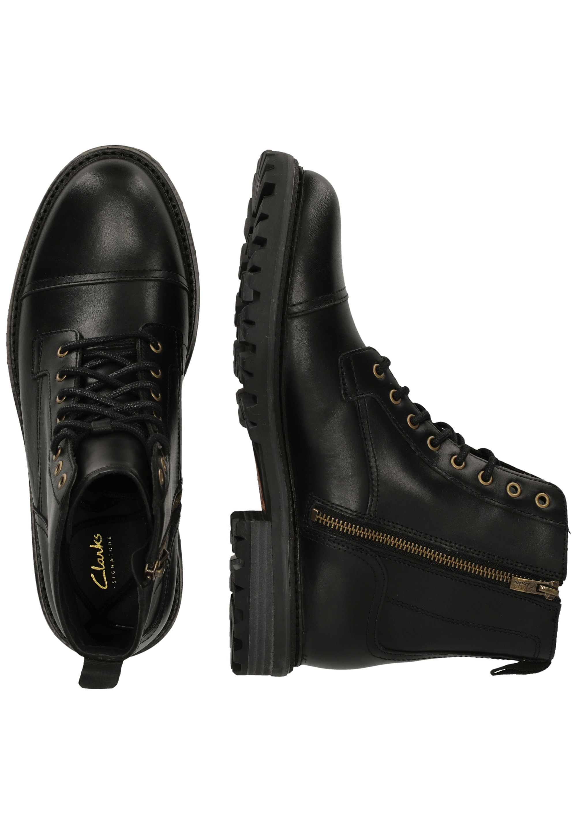 Clarks Stiefelette »Clarkridge Hi Black Leather«  mit akzentuierenden Details