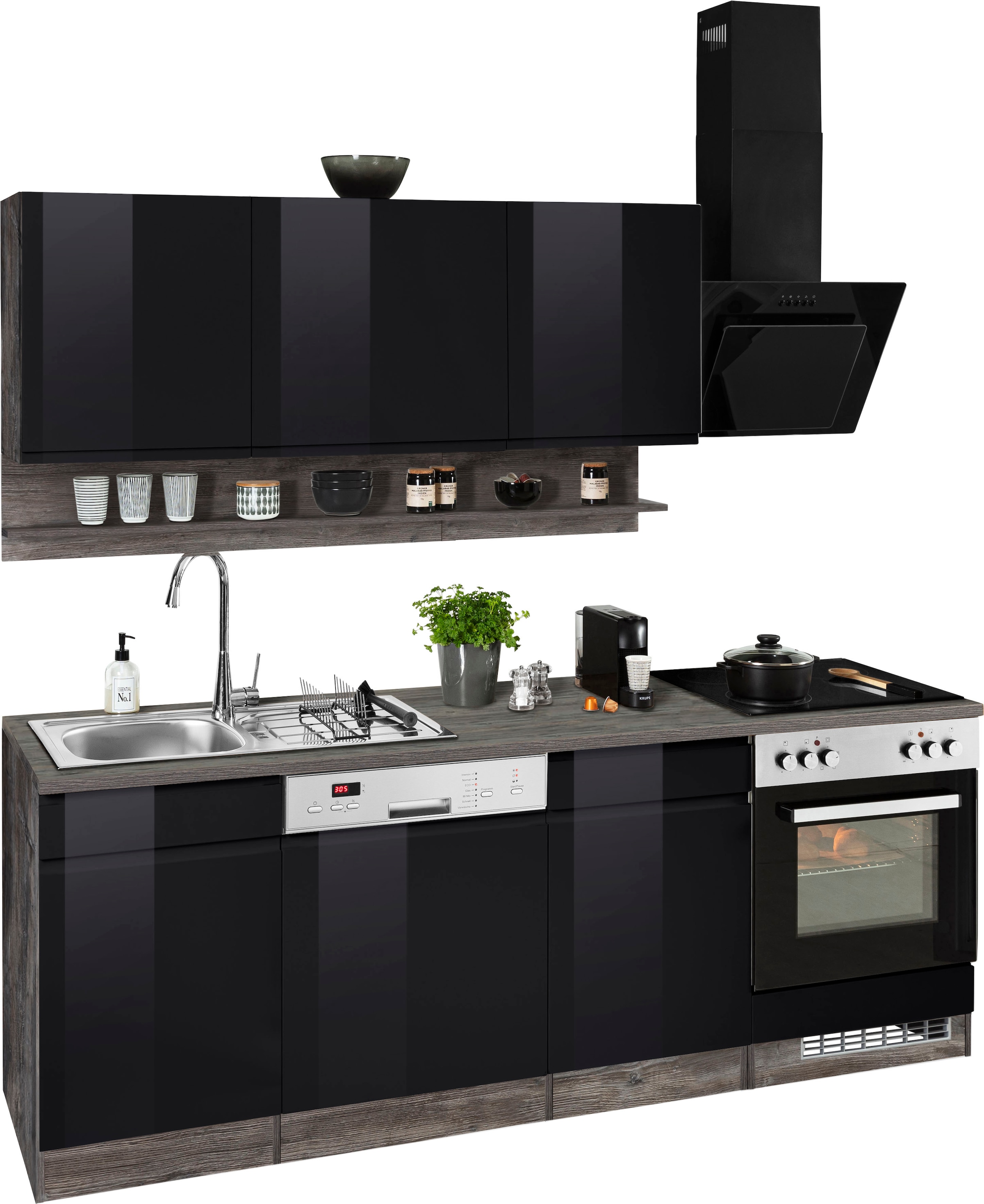 Kochstation Küche »KS-Virginia«, Breite 220 cm, wahlweise mit oder ohne E-Geräte