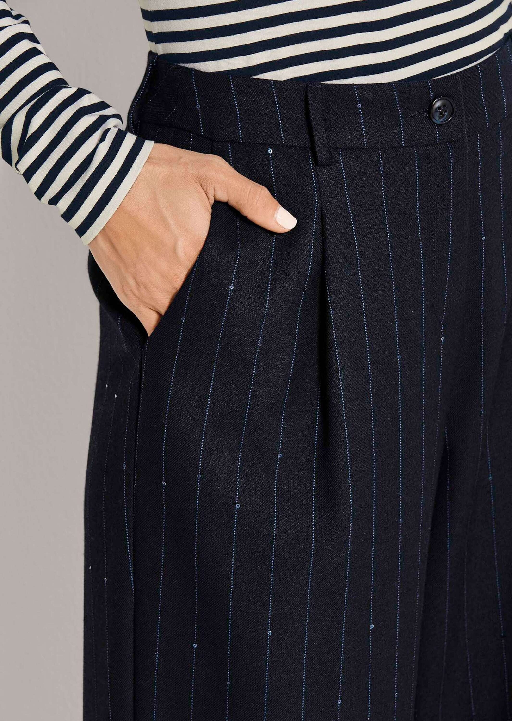 MADELEINE Bundfaltenhose »Hose Nadelstreifenhose mit Pailletten«