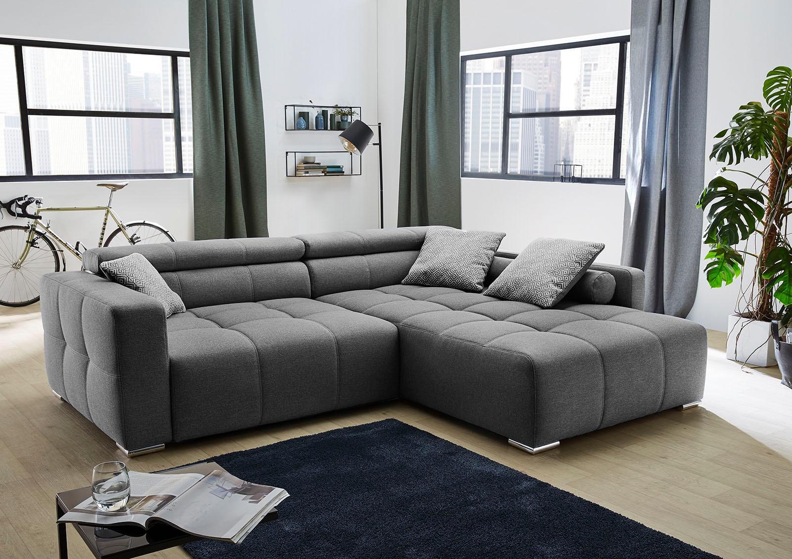 Jockenhöfer Gruppe Ecksofa "Salerno L-Form, B: 280 cm" im Big-Sofa-Style, mit Kopfteilverstellung & Zierkissen