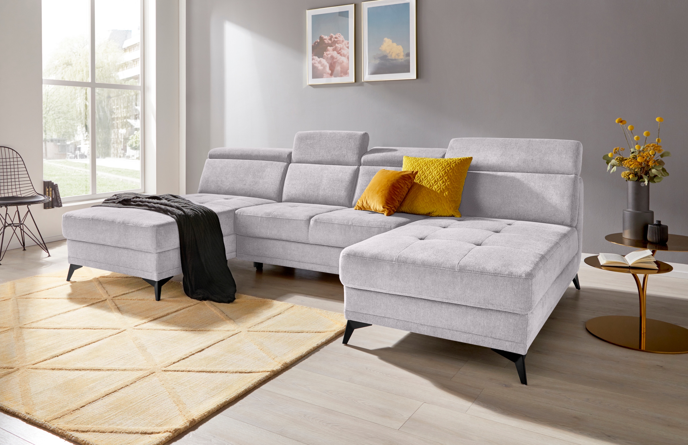 Home affaire Wohnlandschaft "Cardiz U-Form" inkl.Kopfteilverstellung und Fe günstig online kaufen