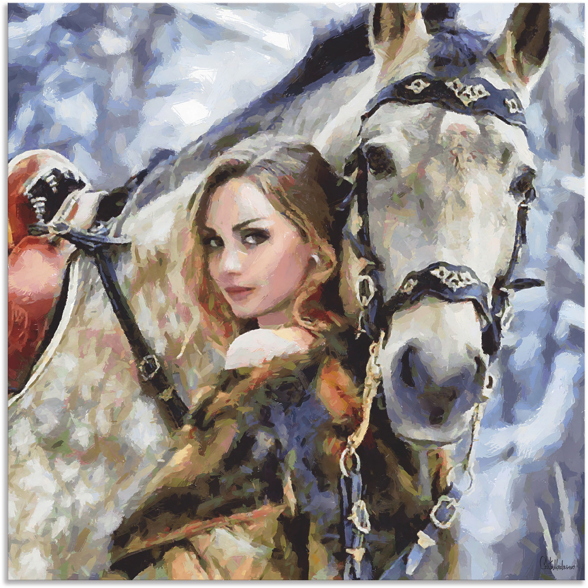 Artland Wandbild | Größen Pferd«, Portrait, (1 in oder als kaufen mit Alubild, »Mädchen weißem Wandaufkleber Poster Leinwandbild, BAUR versch. St.)