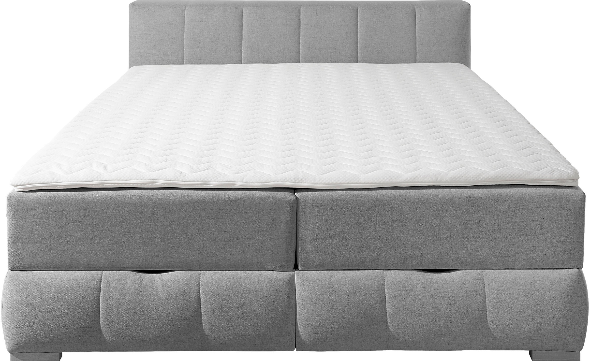 Boxbett HOME AFFAIRE Chelles grau 207x225cm inkl. Topper und Bettkasten 2