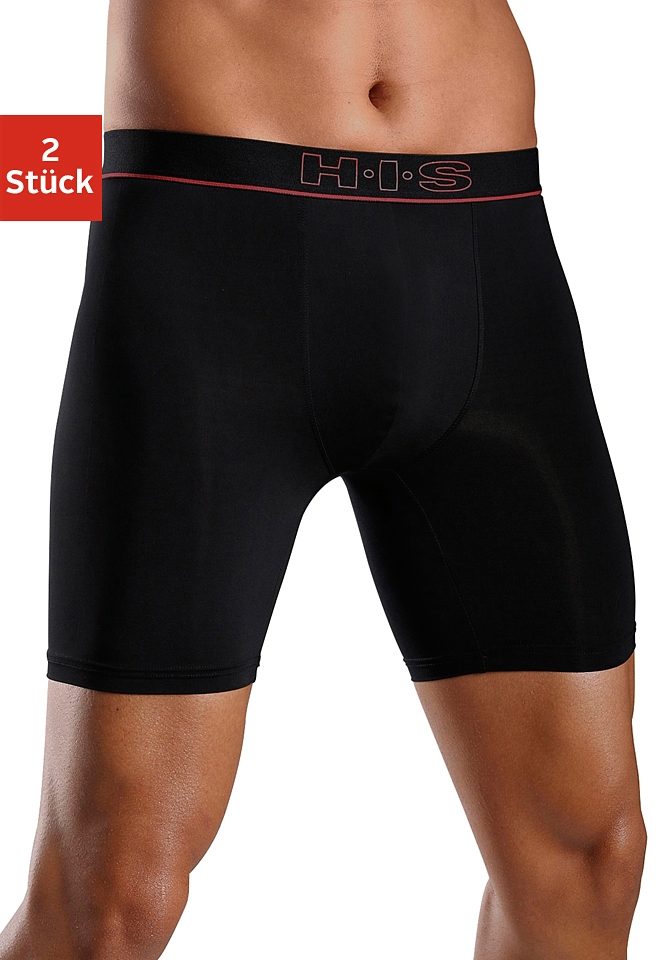 H.I.S Funktionsboxer Packung, 2 Stk. in sportiver Optik mit langem Bein in Microfaser-Qualität