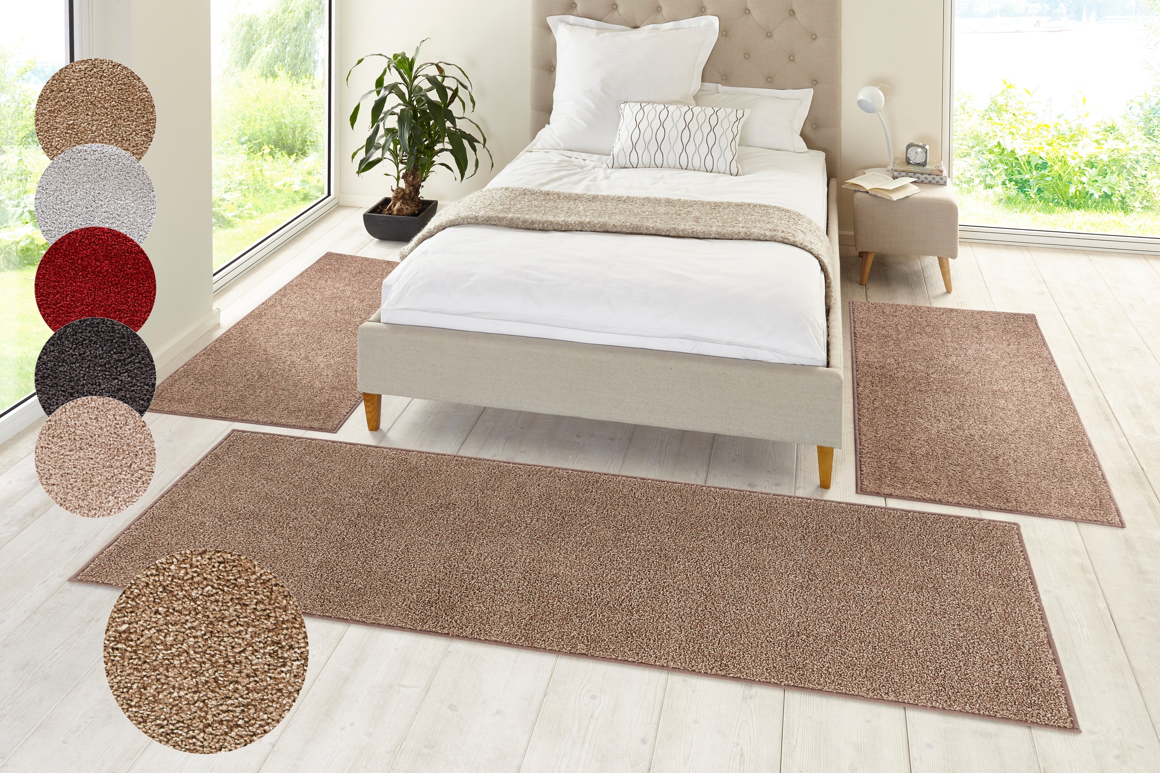 Bettumrandung HANSE HOME, H:13mm, braun, Obermaterial: 100% Polypropylen, Schlafzimmer, Bettumrandungen, "Pure 100", Kurzflor, Unifarben, Teppich,