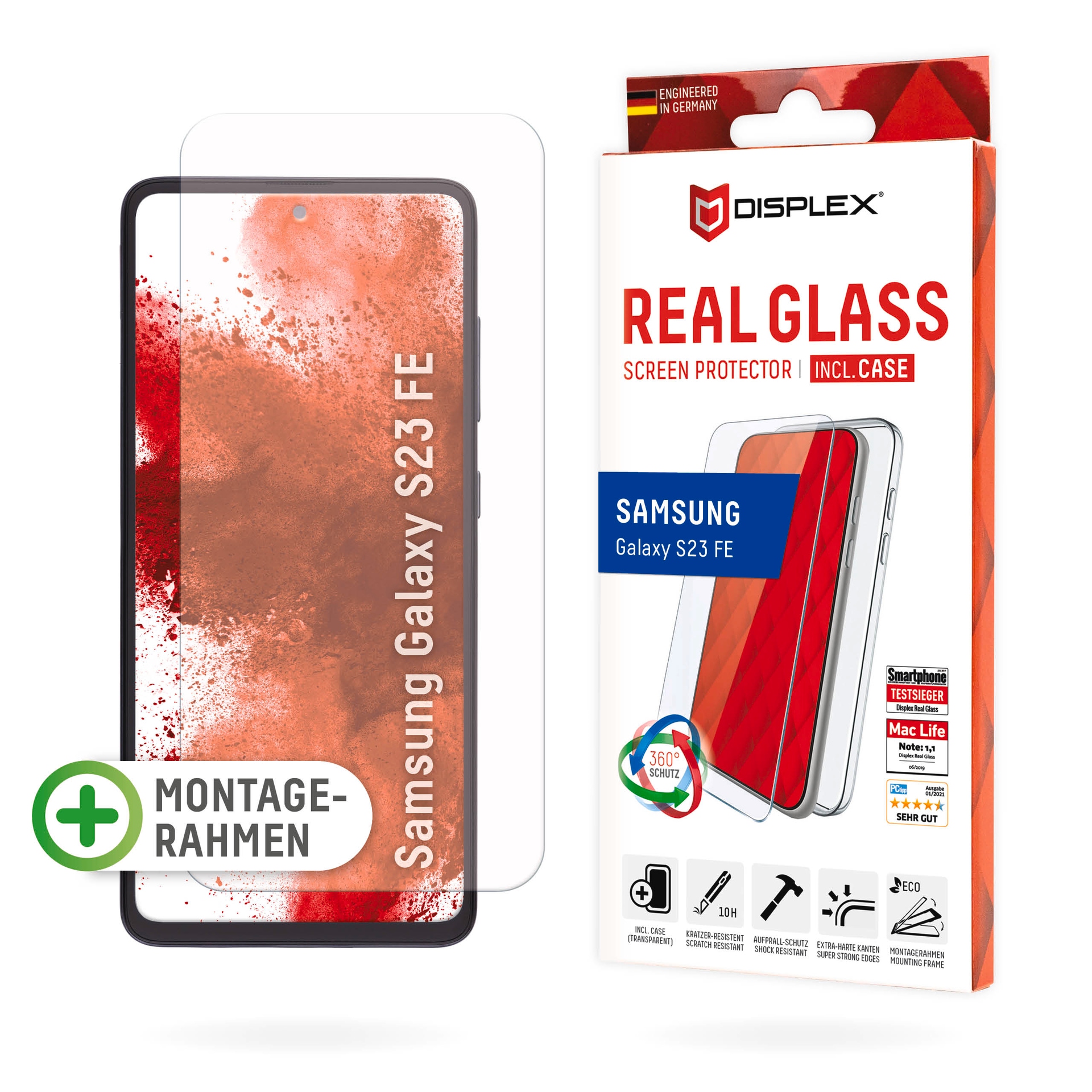 Displayschutzglas »Real Glass + Case Set«, für Samsung Galaxy S23 FE, Schutzglas