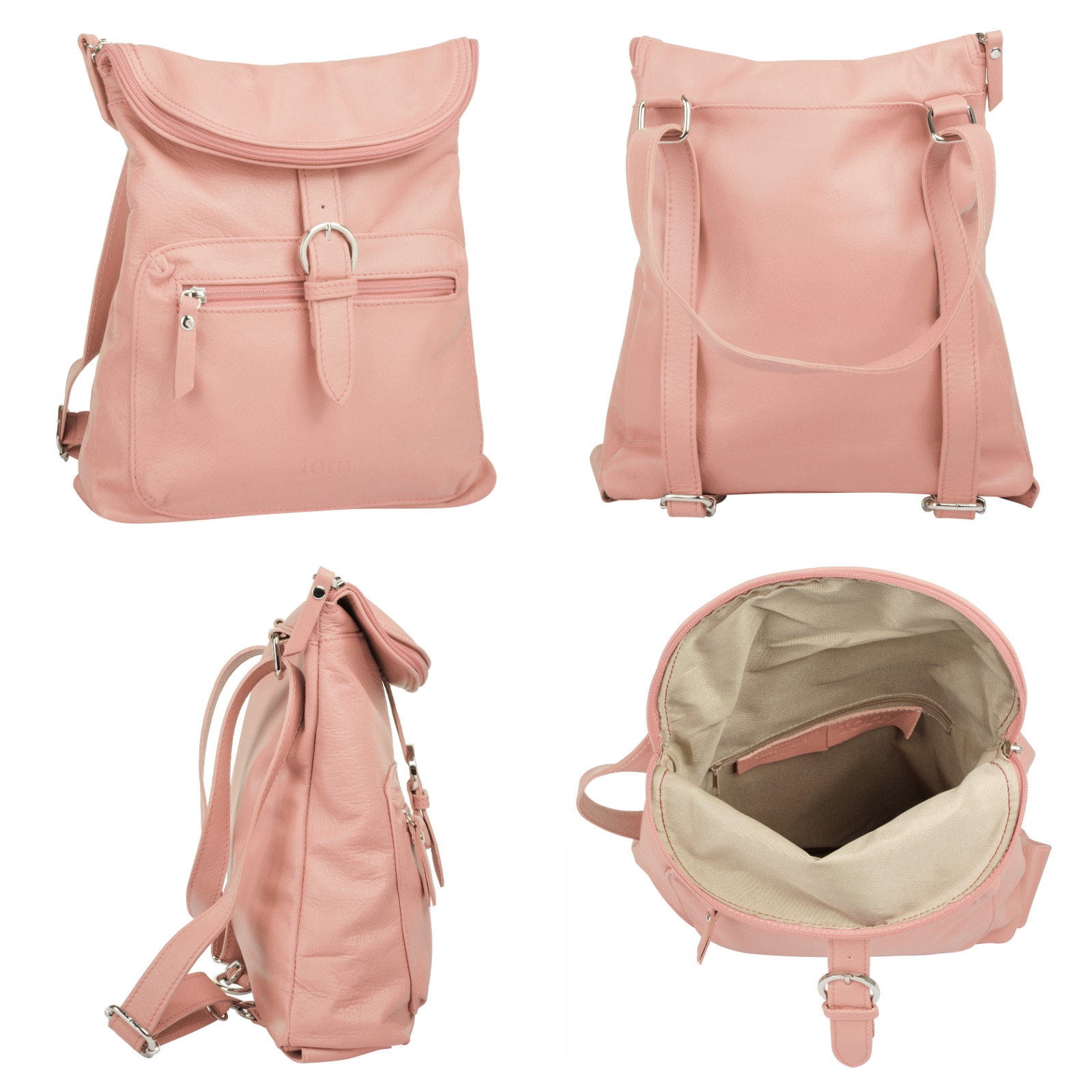 forty° Cityrucksack, echt Leder, Made in Italy