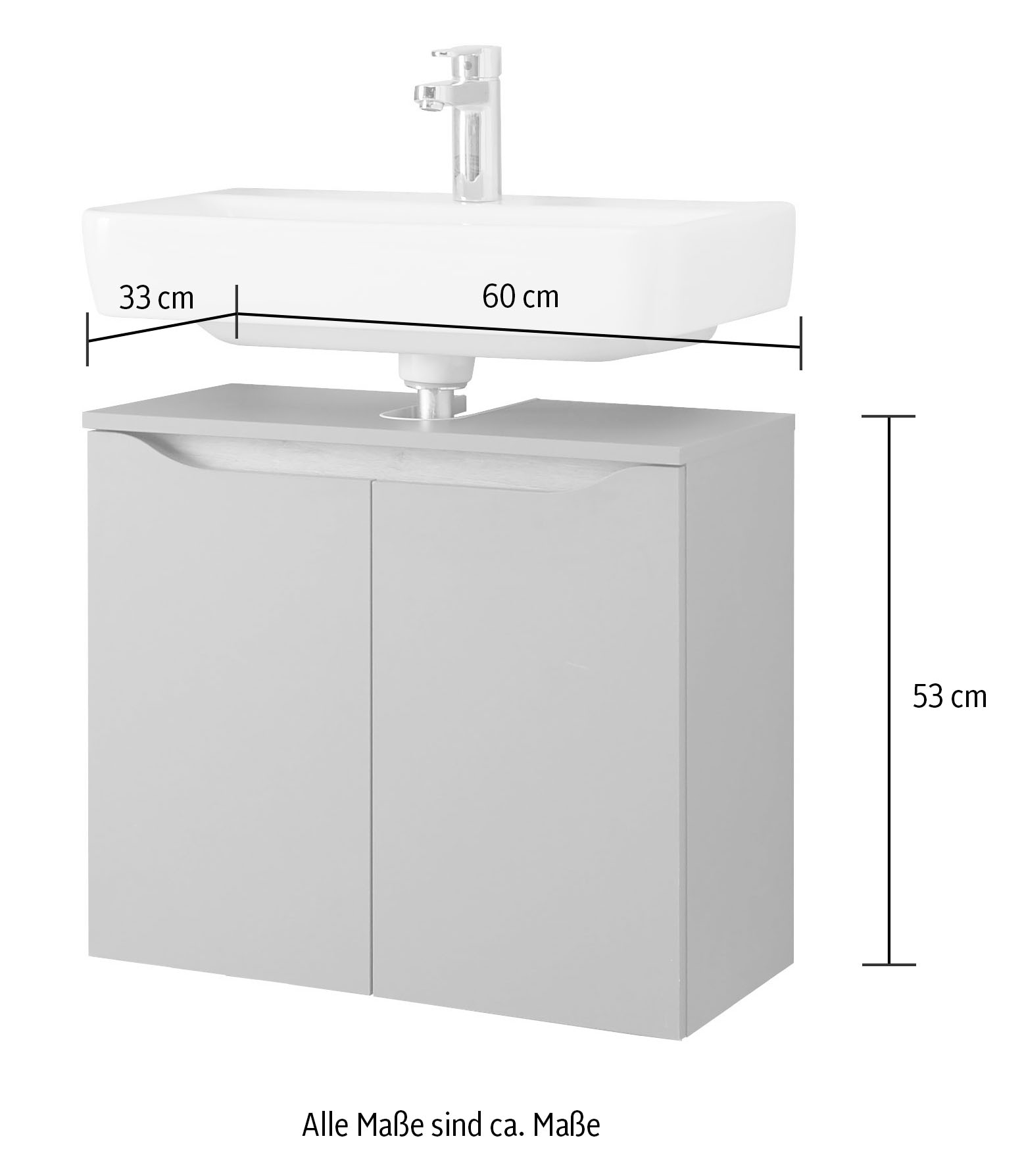 Saphir Badmöbel-Set »Quickset 3-teilig, Waschbeckenunterschrank mit LED-Spiegel«, (3 St.), mit Midischrank, inkl. Türdämpfer, 4 Türen, 1 Nische, Bad-Set