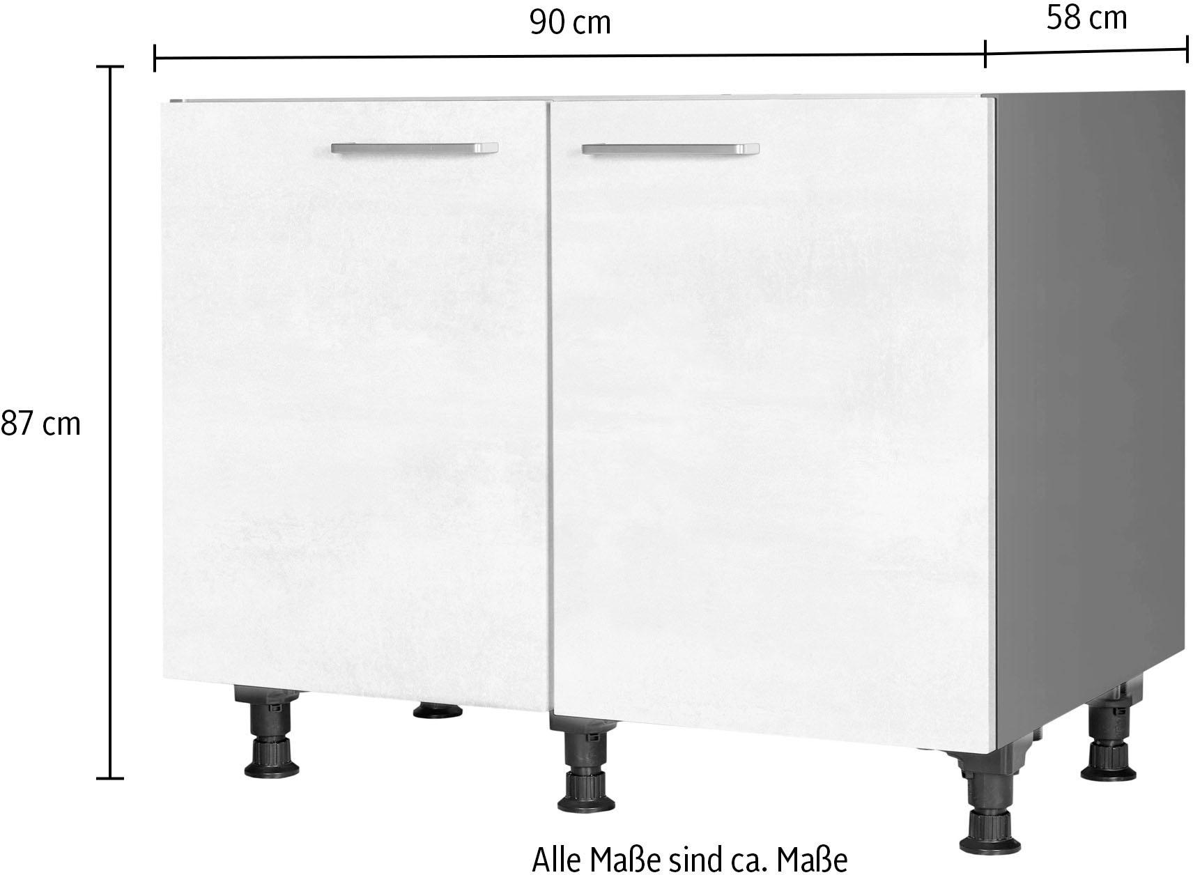 nobilia® Spülenschrank »"Riva", vormontiert, mit höhenverstellbaren Sockelfüßen,«, Breite 90 cm