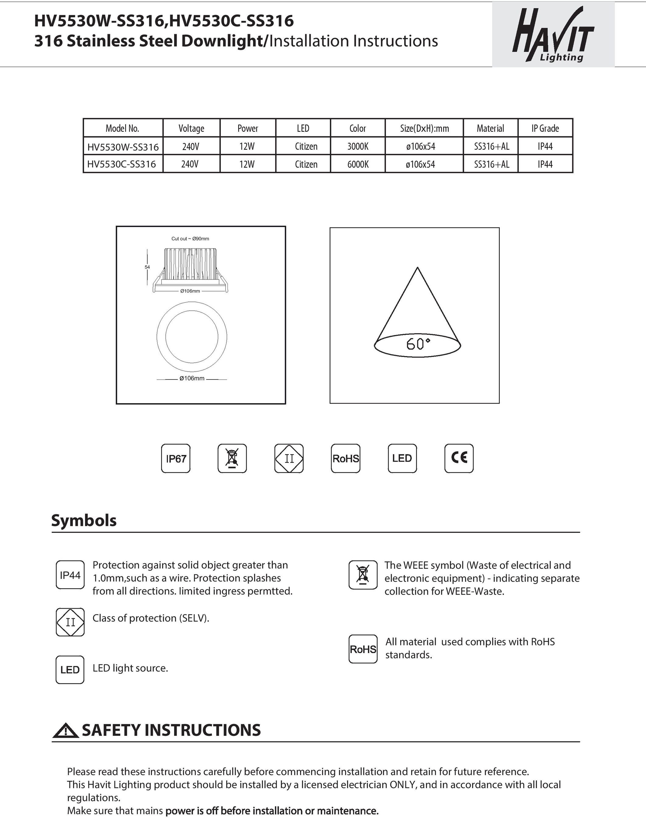 Havit Lighting LED Deckenleuchte »ORA«, LED fest integriert, hohe Schutzklasse IP44