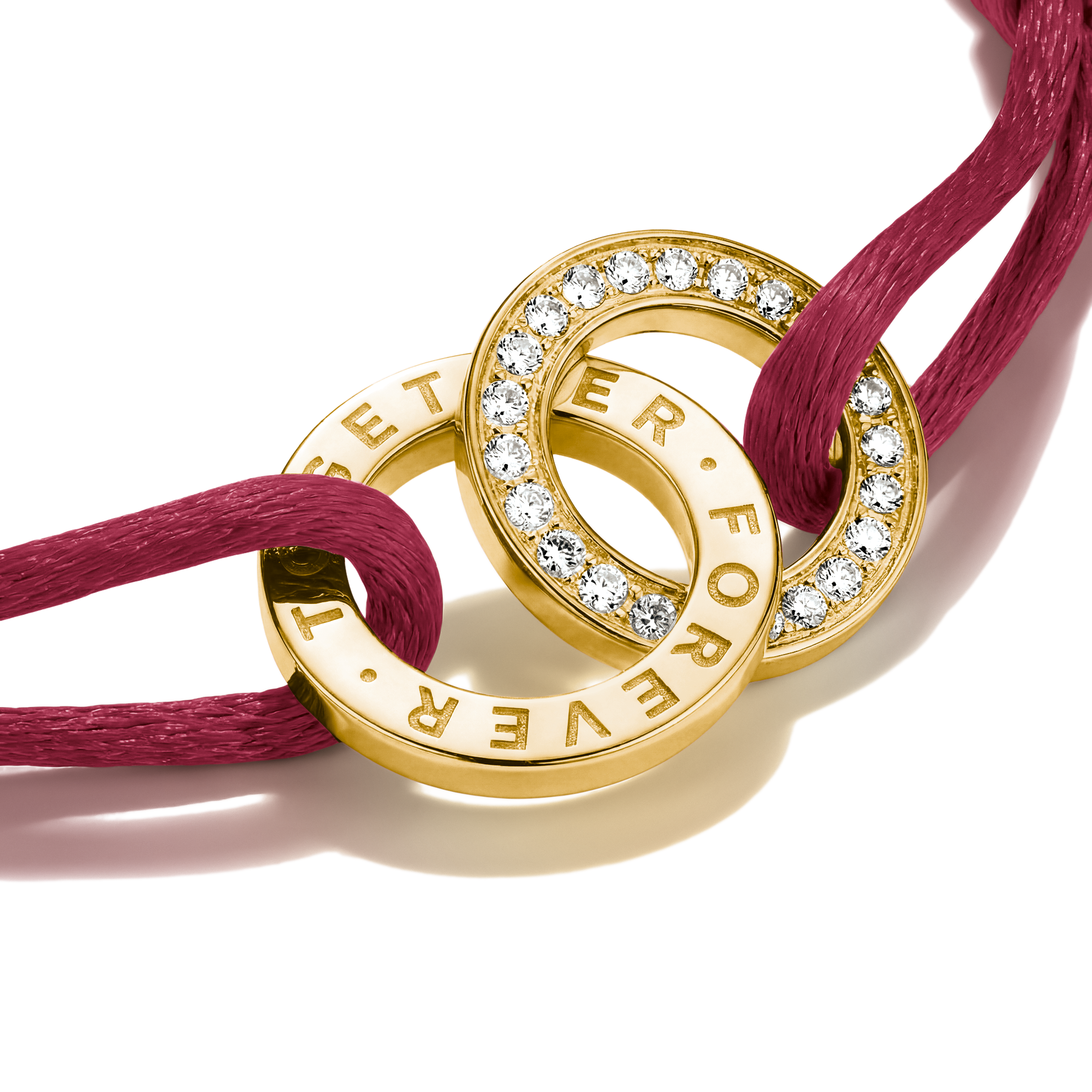 THOMAS SABO Armband »Together Textilarmband gelbgoldfarben« mit Zirkonia (synth.)