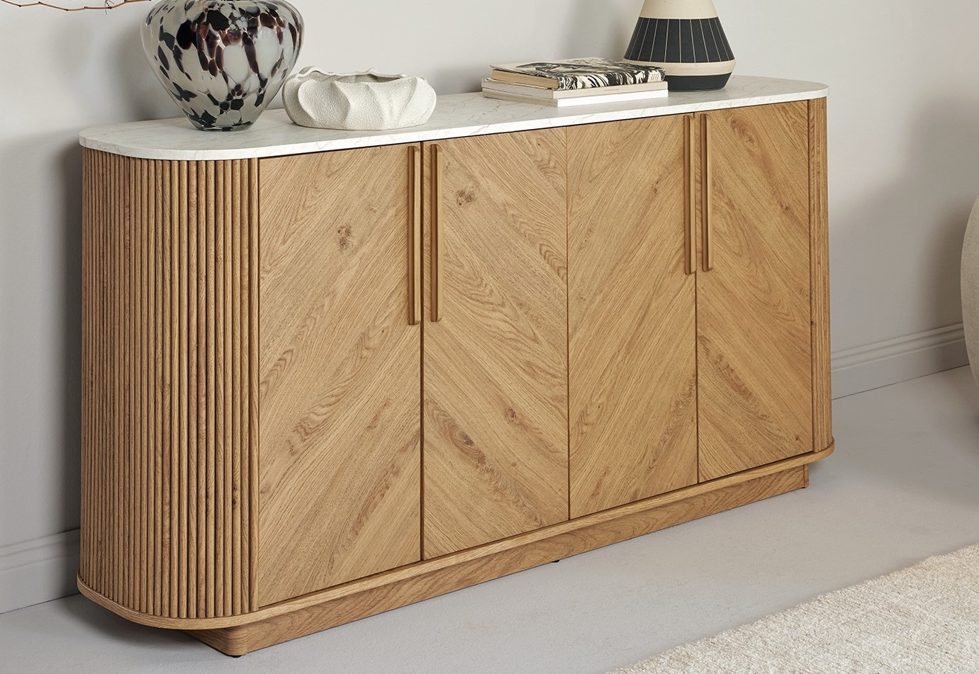 Jahnke Sideboard »ARROW SB 160«, (1 St.), Sideboard, abgerundet, Fischgrät-Muster, Breite 159,5 cm