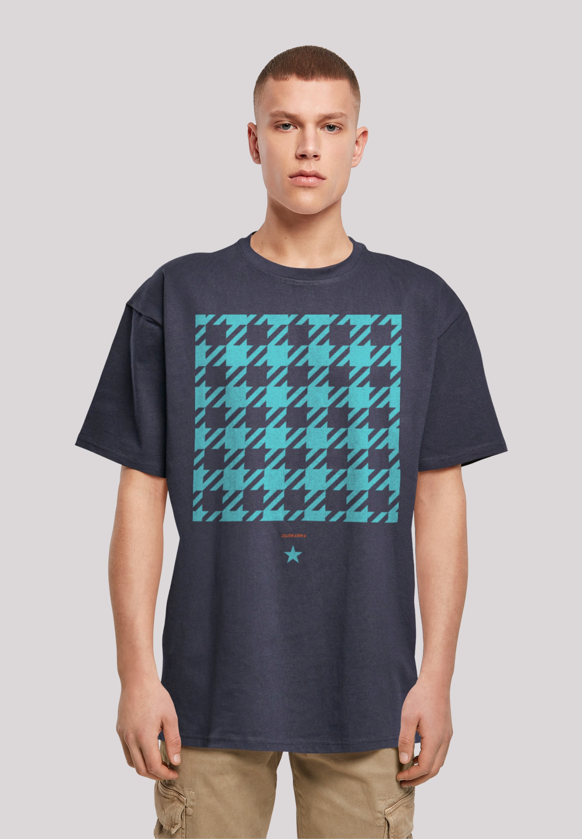 T-Shirt »Hahnentritt Karo blau«, Print